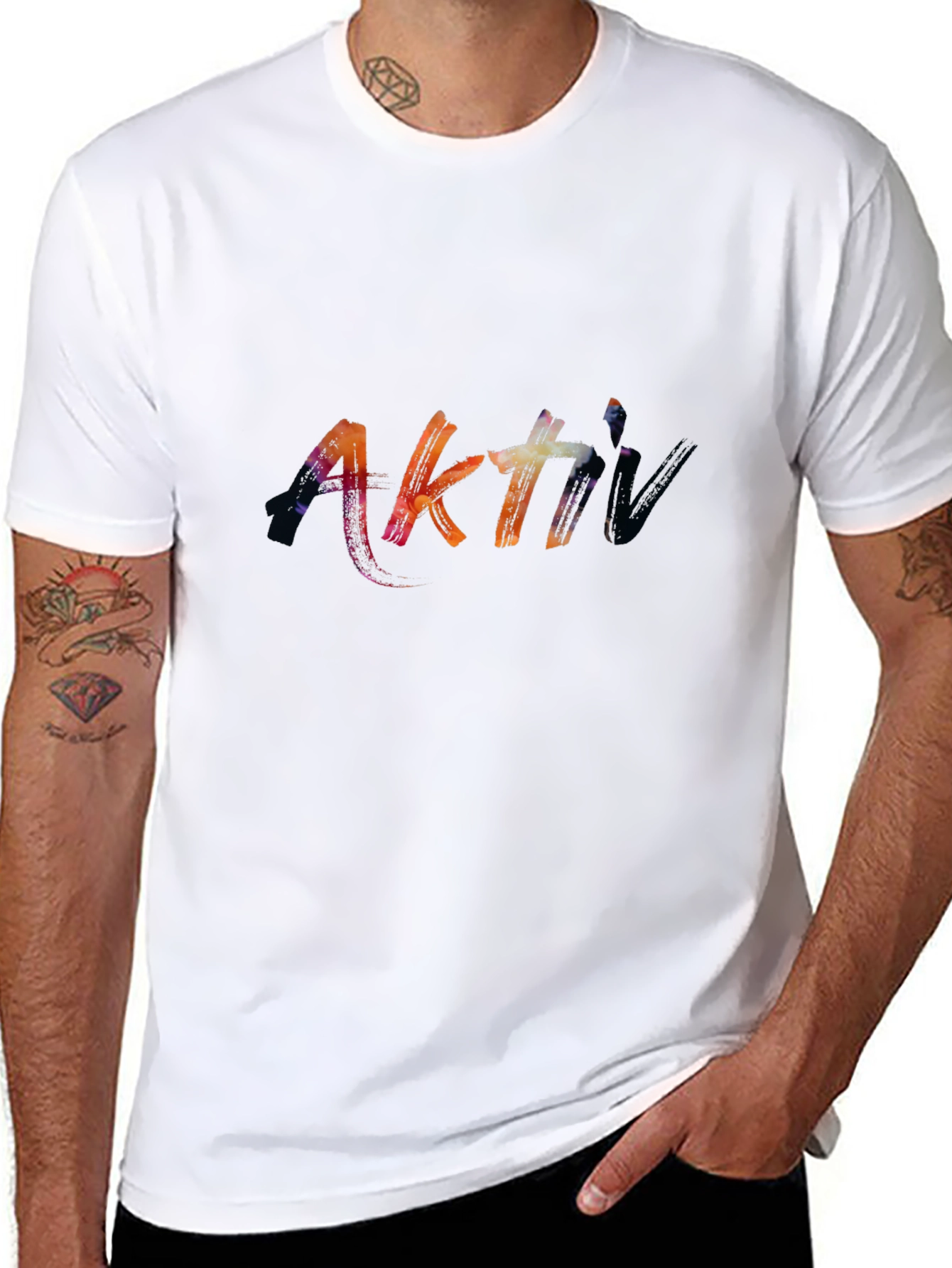 Abstract Aktiv Graphic Print Black T-Shirt