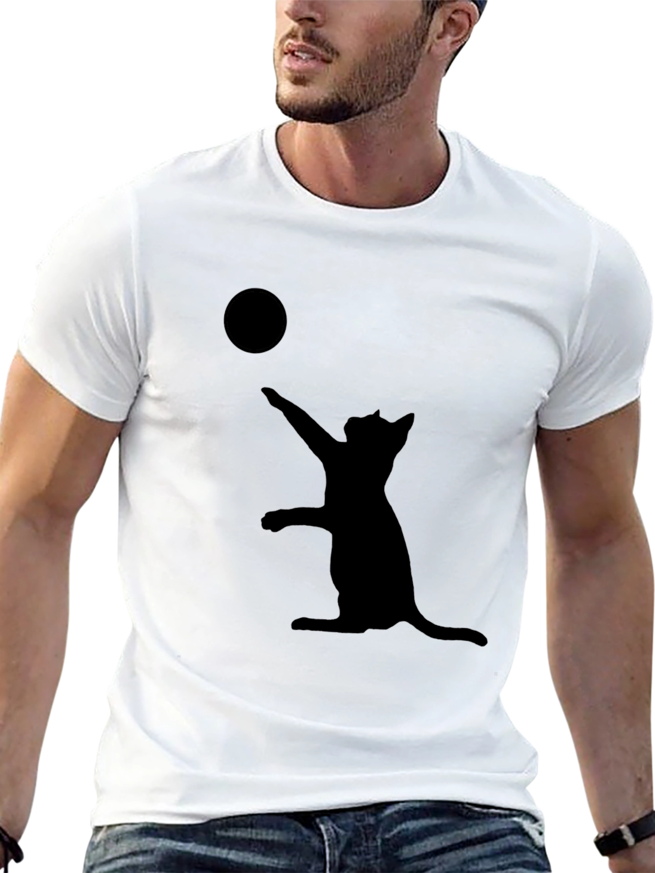 Cat and Ball Black T-Shirt