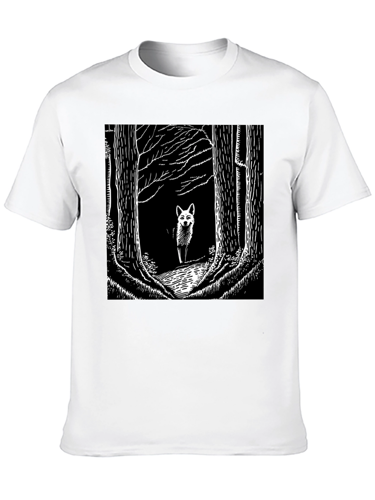 Fox in Woods Black T-Shirt