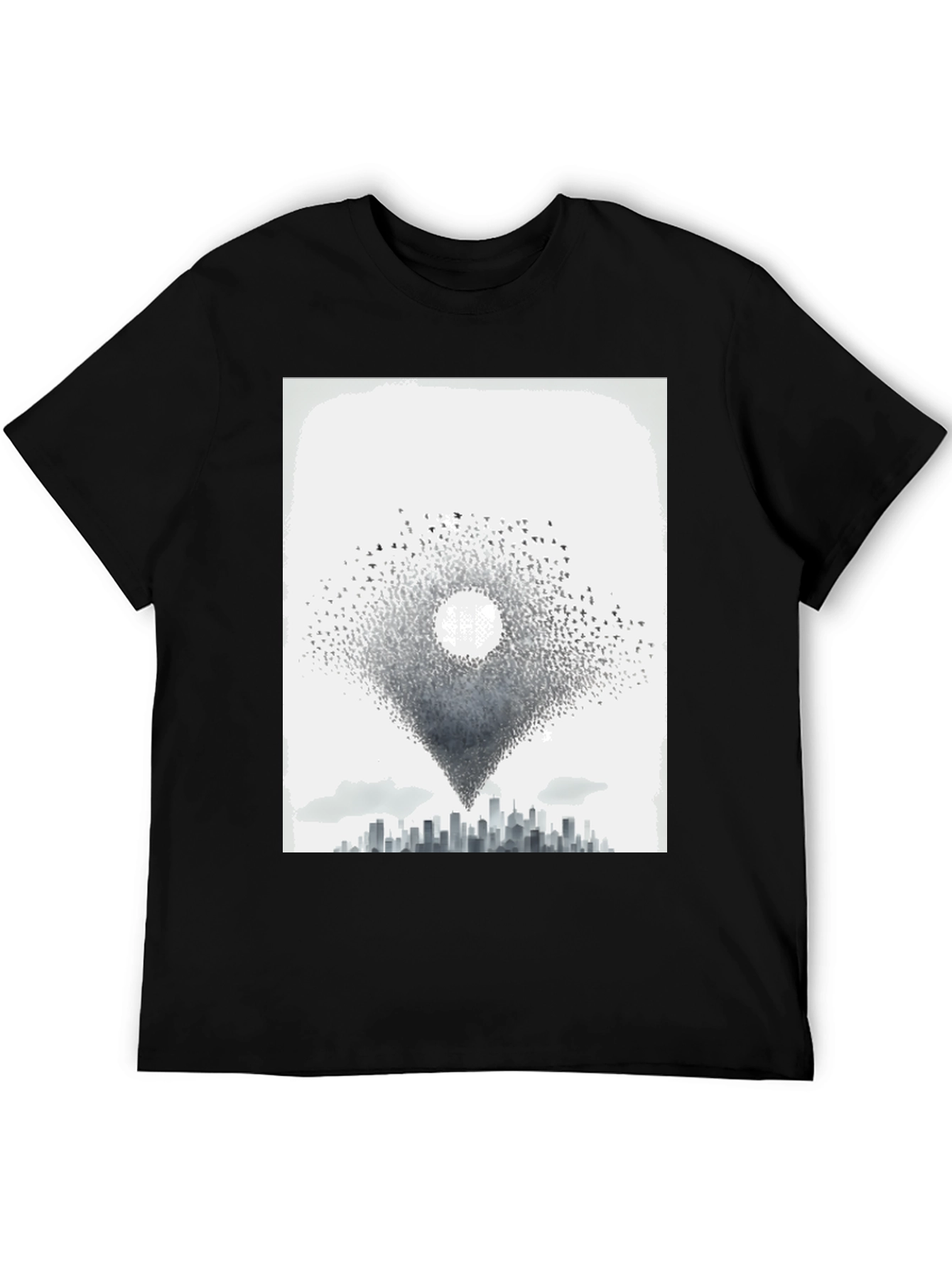 Abstract Bird City T-Shirt - Artistic Design