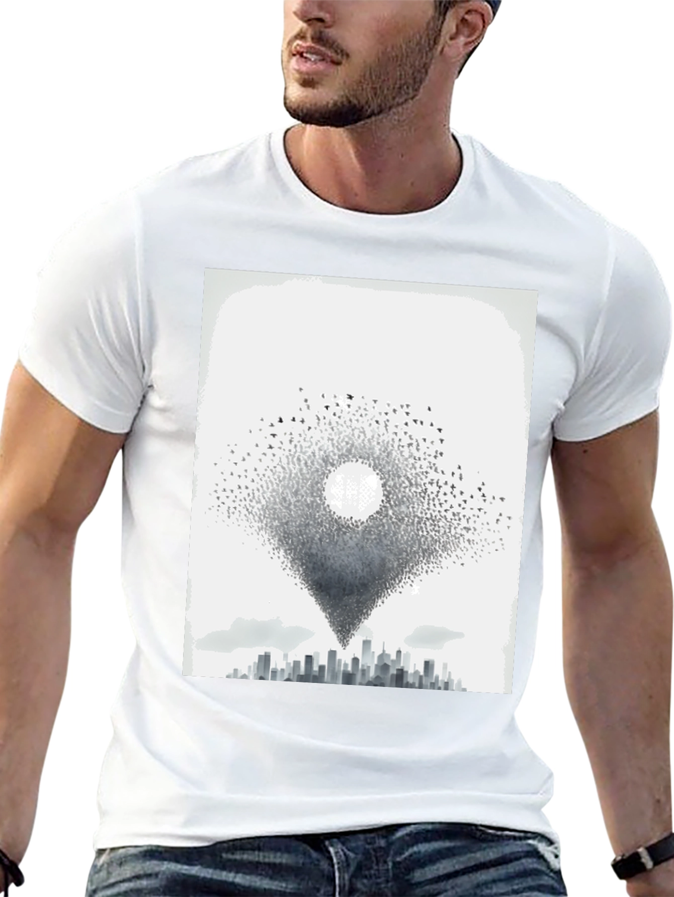Abstract Bird City T-Shirt - Artistic Design