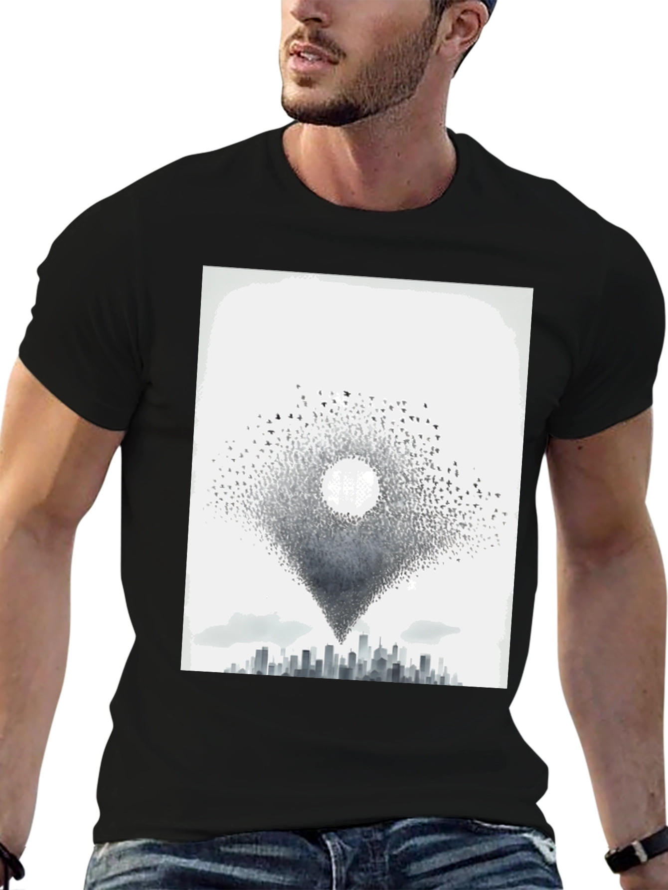 Abstract Bird City T-Shirt - Artistic Design