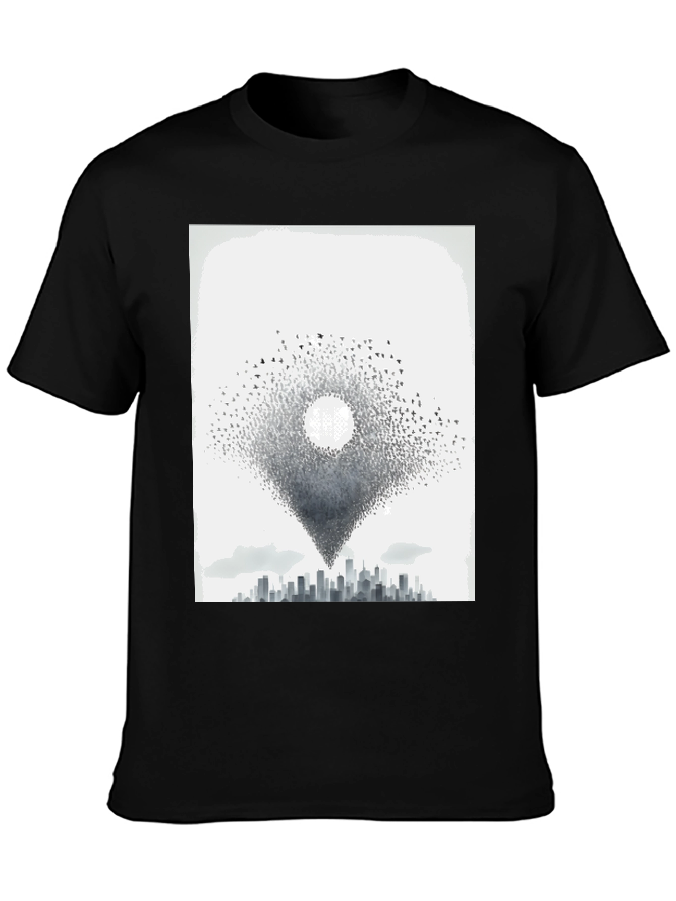 Abstract Bird City T-Shirt - Artistic Design