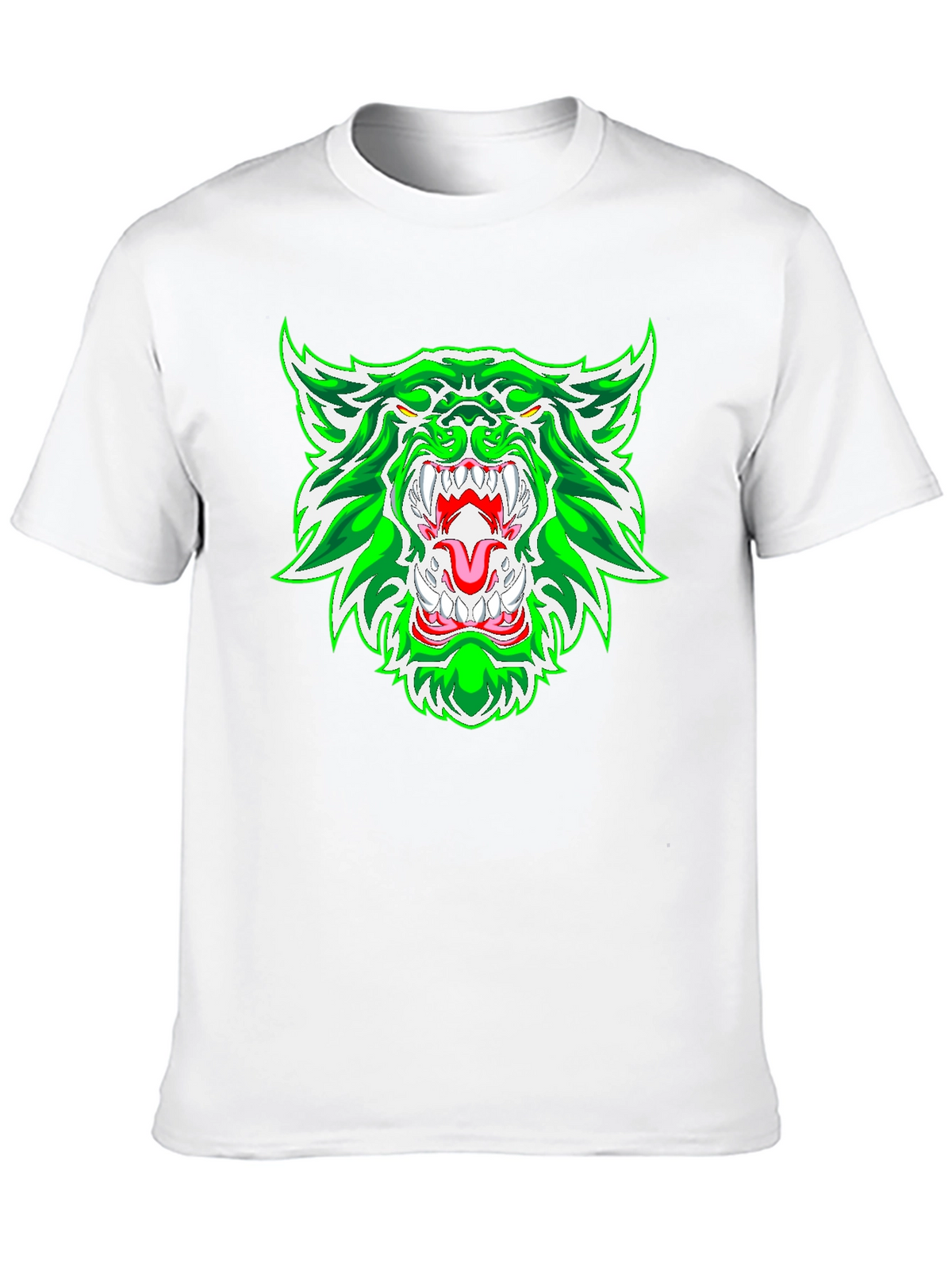 Green Rage Wolf Graphic Print Tee