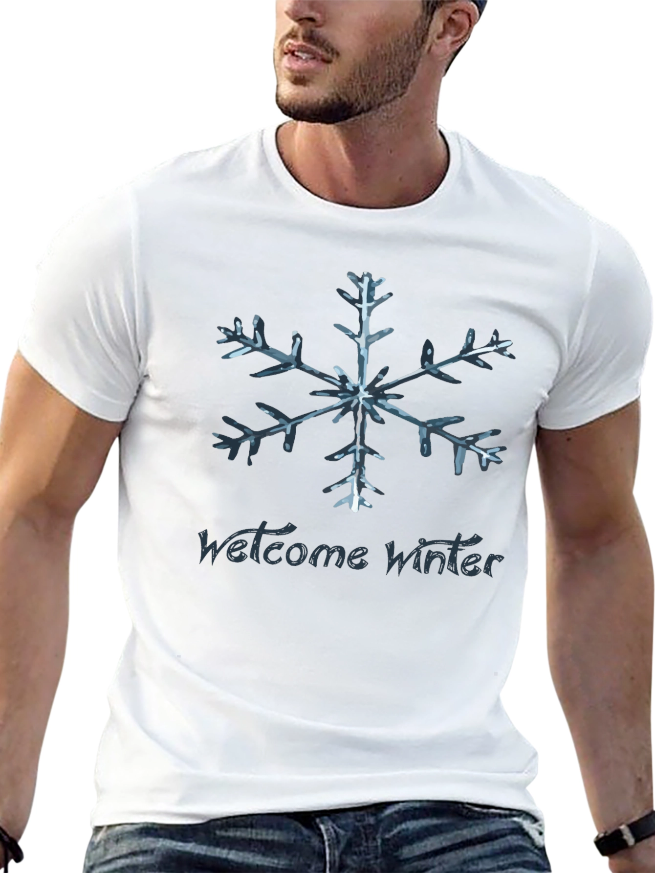 Welcome Winter Snowflake Graphic T-Shirt