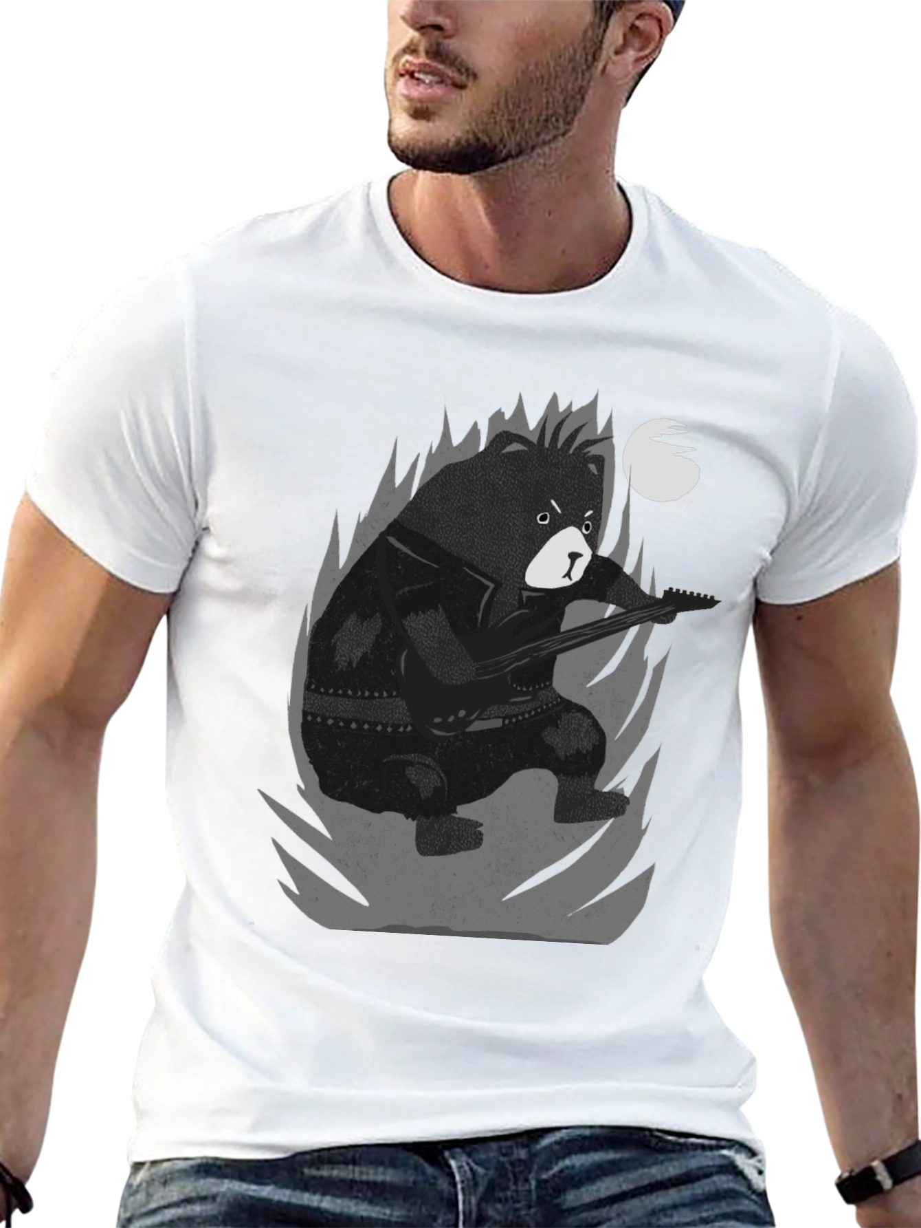 Bear Guitarist Graphic Tee - Black