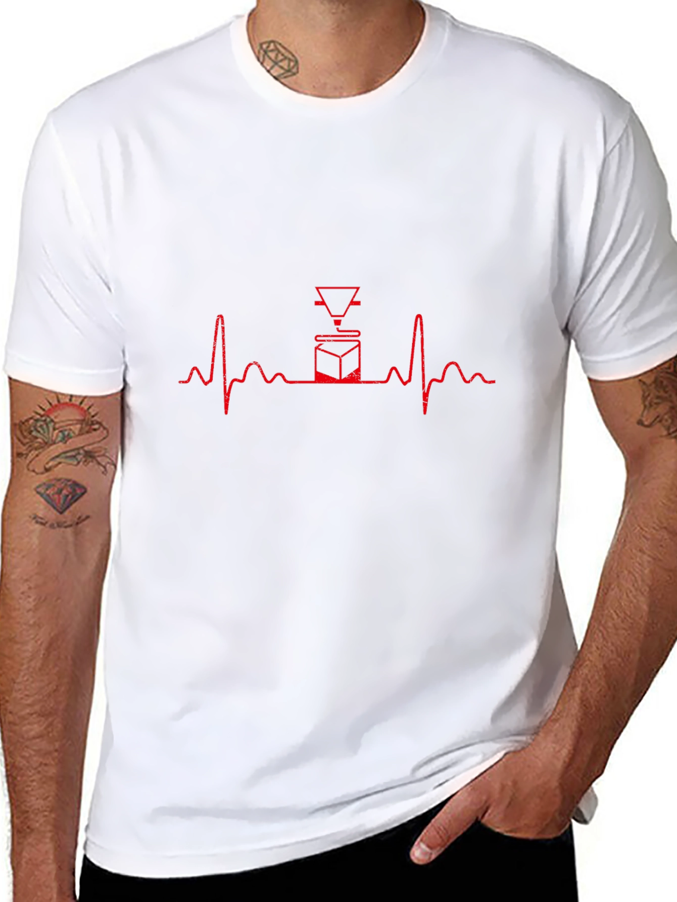 3D Printing Heartbeat T-Shirt - Black