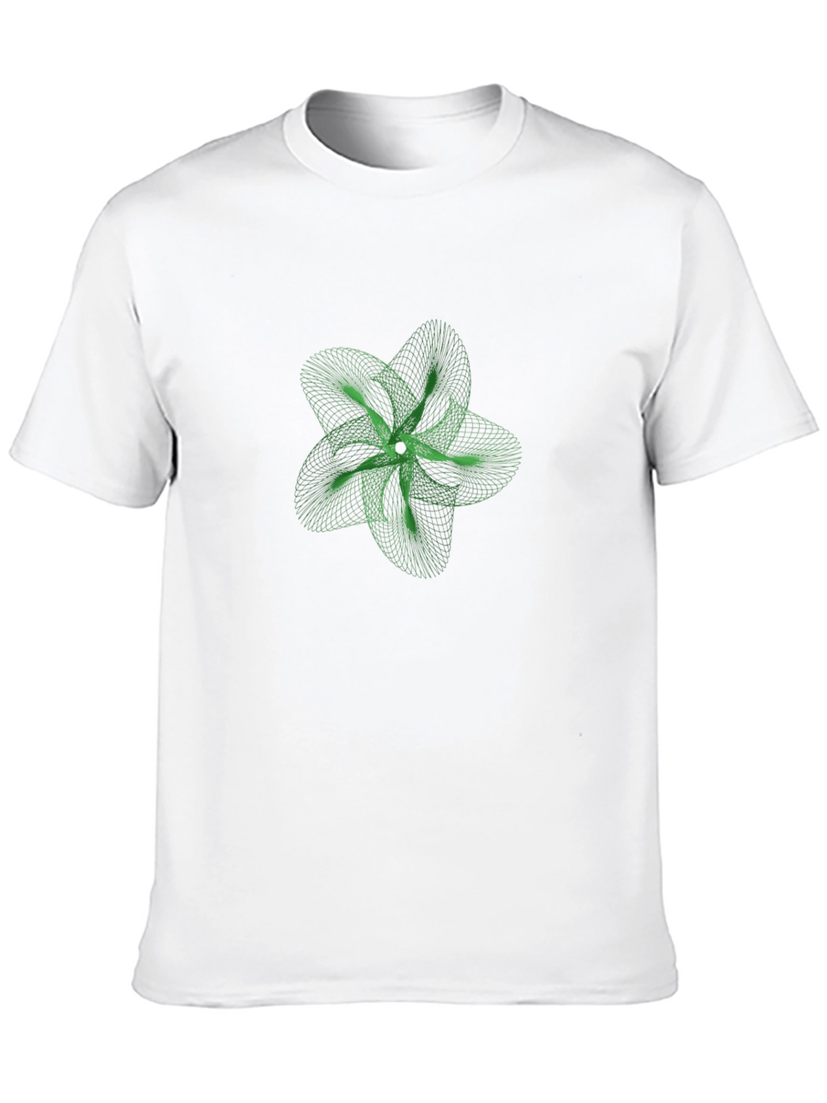 Geometric Green Flower Graphic Black T-Shirt