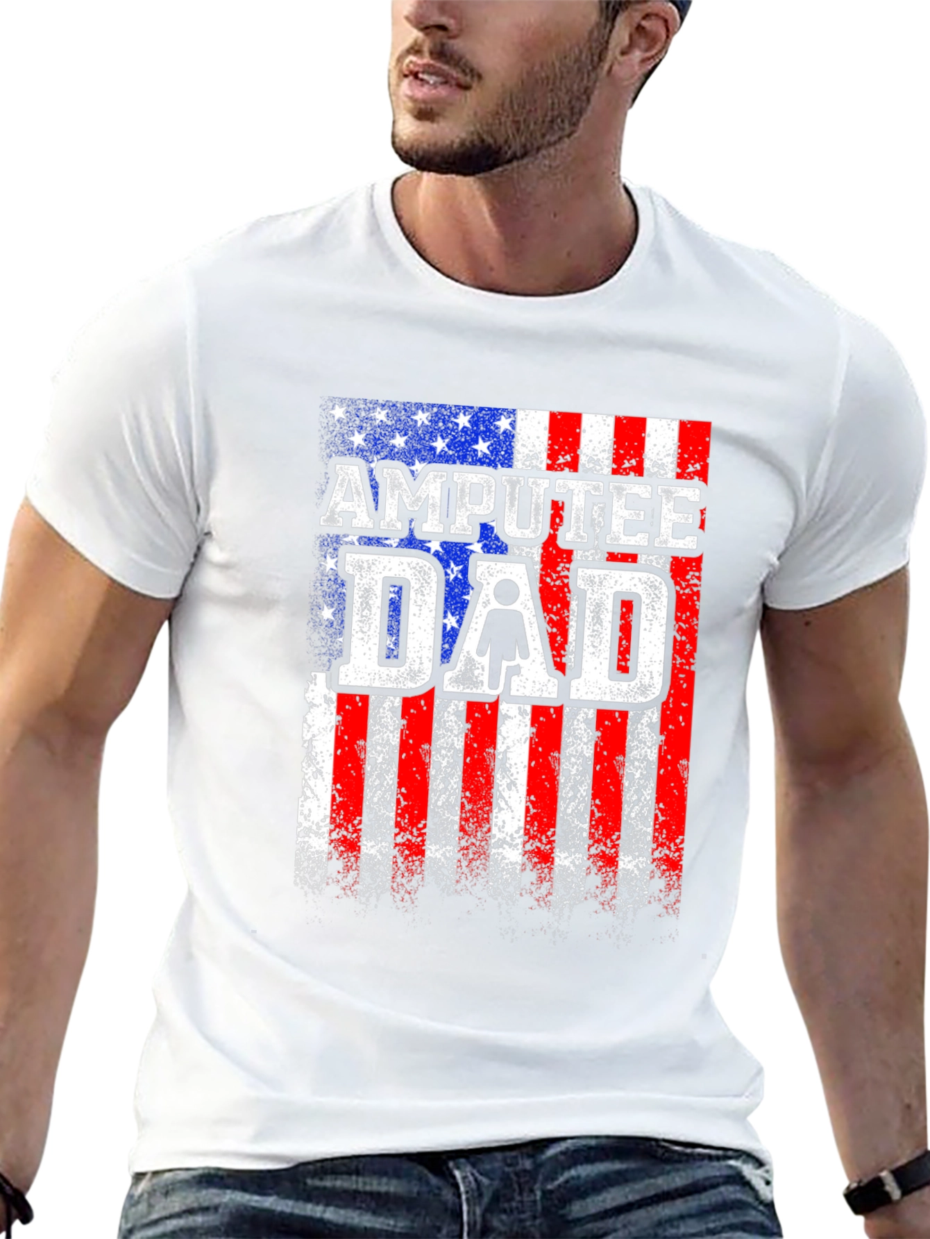 Amputee Dad USA Flag T-Shirt