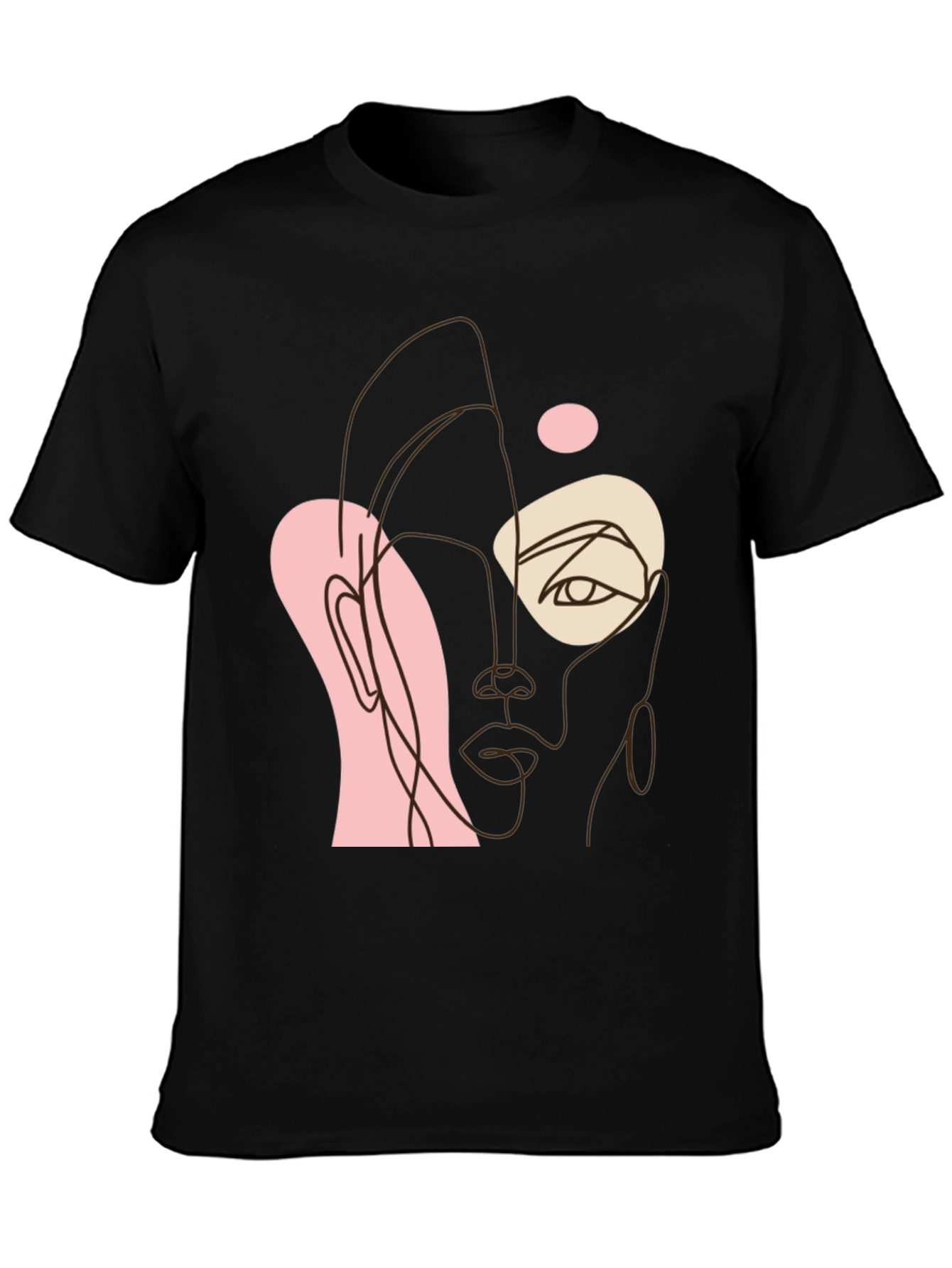 Abstract Face Line Art Black Tee