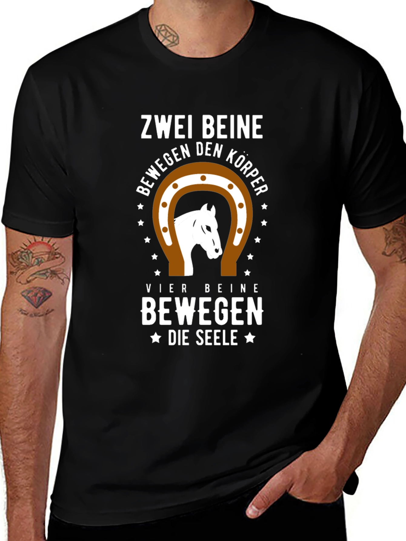 Zwei Beine Horse Graphic Tee - Black