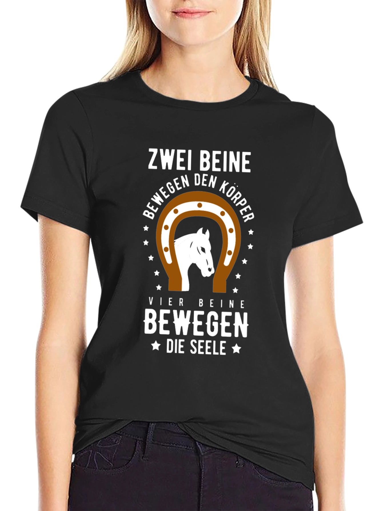 Zwei Beine Horse Graphic Tee - Black
