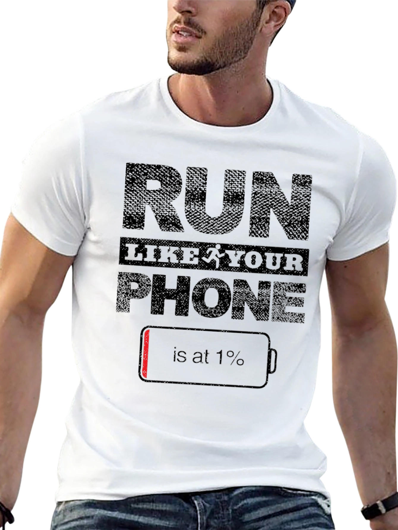 Run Like Your Phone is at 1% T-Shirt