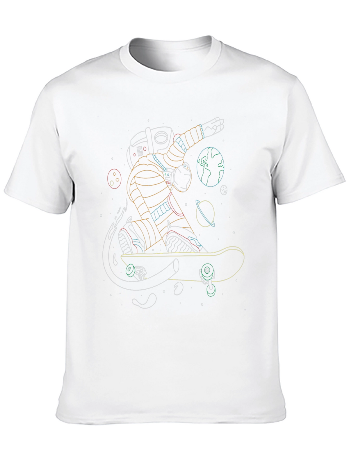 Astronaut Skateboarder Black T-Shirt