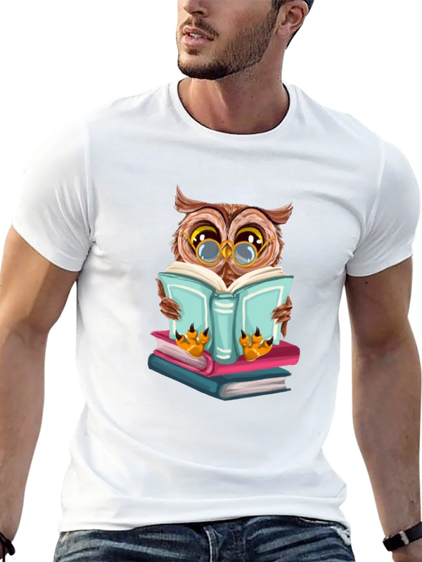 Owl Reading Book Graphic Tee