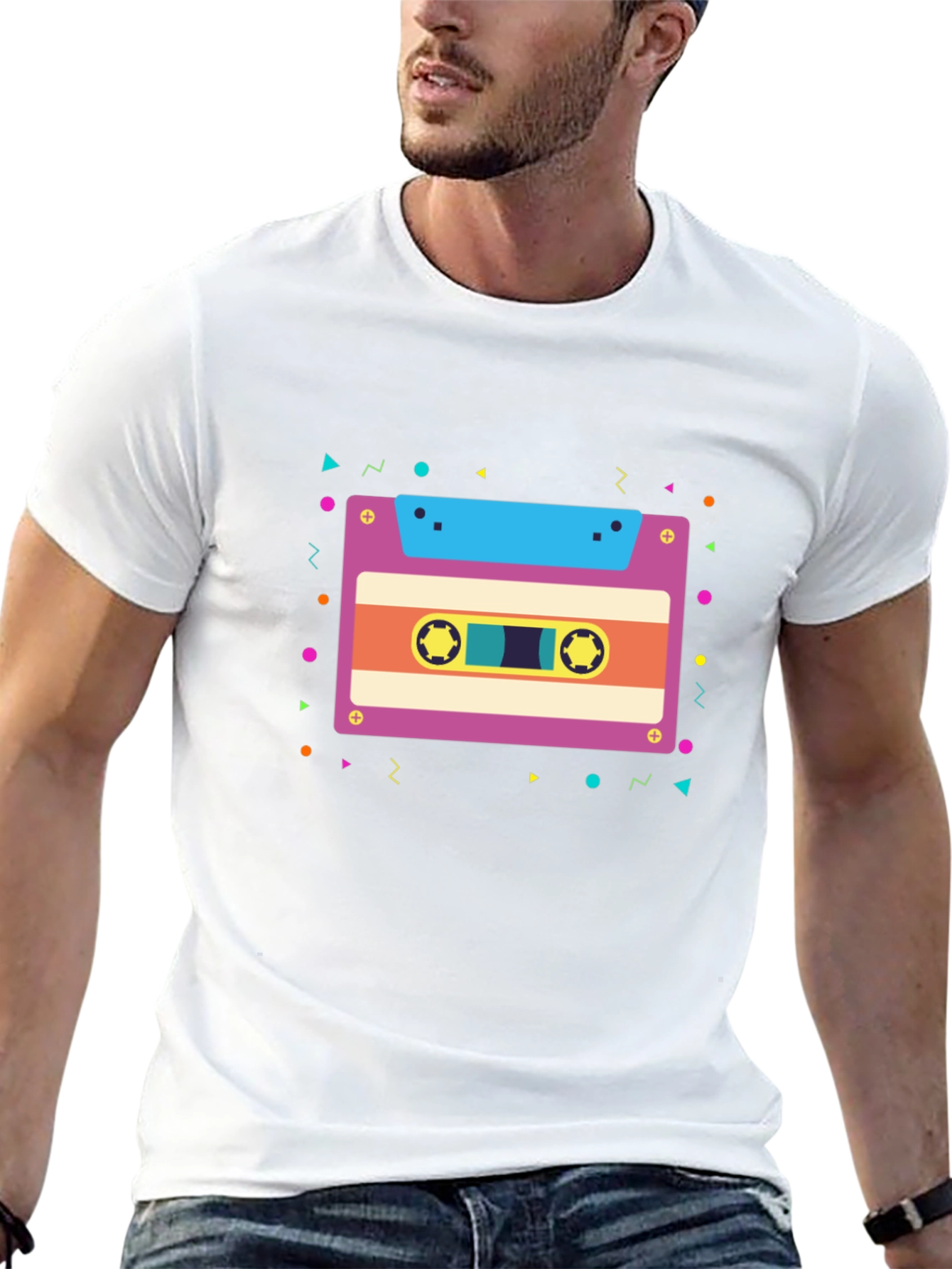 Retro Cassette Tape Graphic Tee - Black