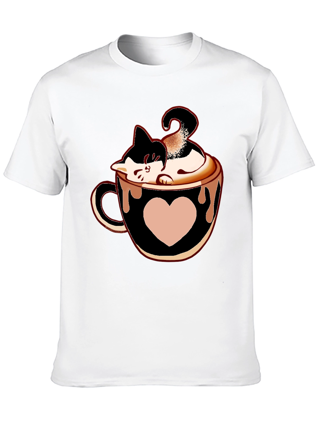 Cat In Cup T-Shirt - Black Tee