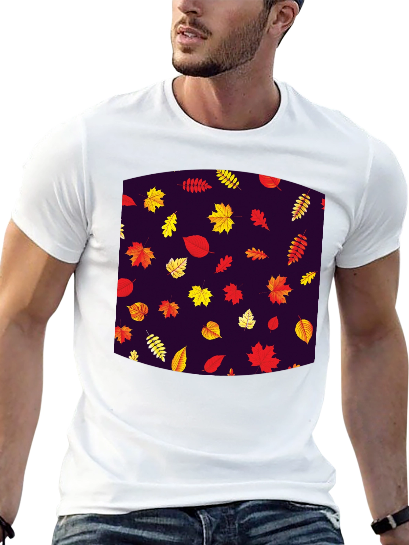 Autumn Leaves Pattern T-Shirt - Stylish Fall Fashion