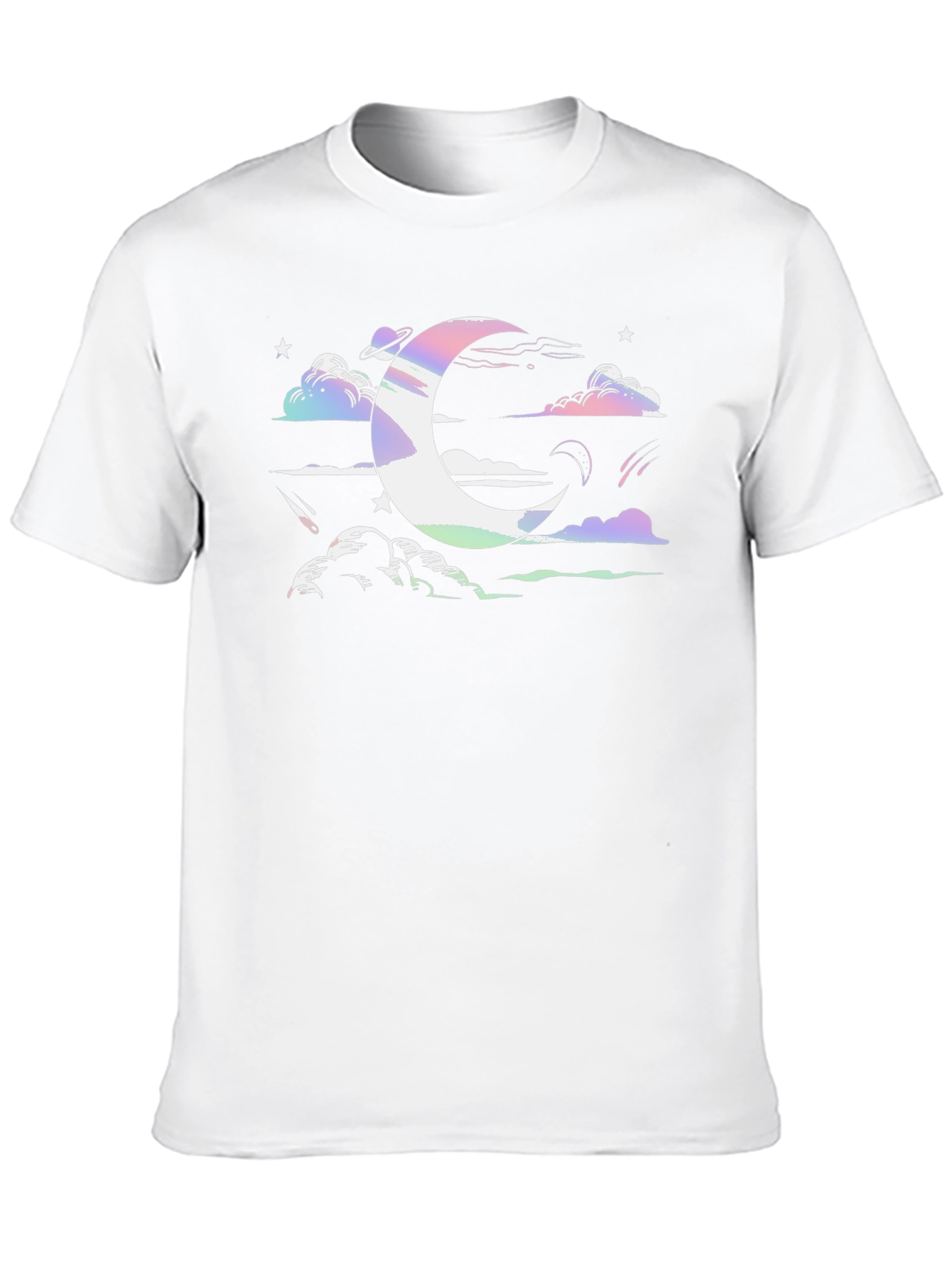 Cosmic Crescent Moon Black T-Shirt