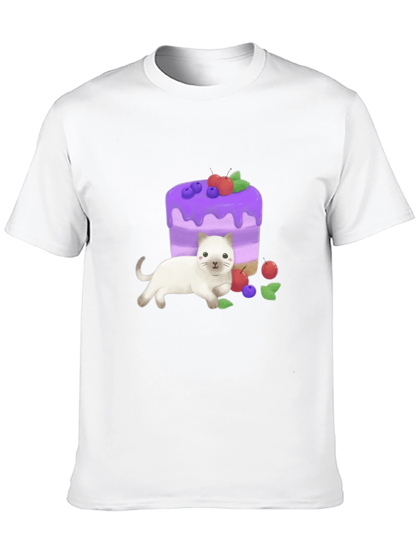 Cute Cat & Cake Graphic Tee - Unique Design
