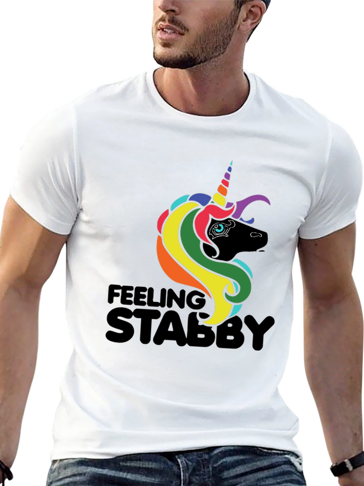 Feeling Stabby Unicorn Black T-Shirt