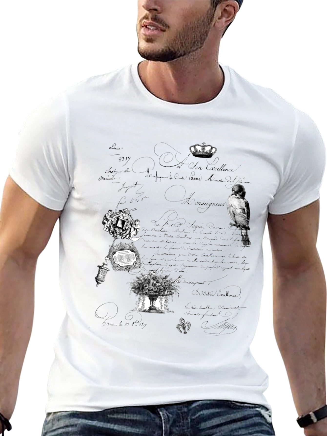 Artistic Graphic Print Black T-Shirt