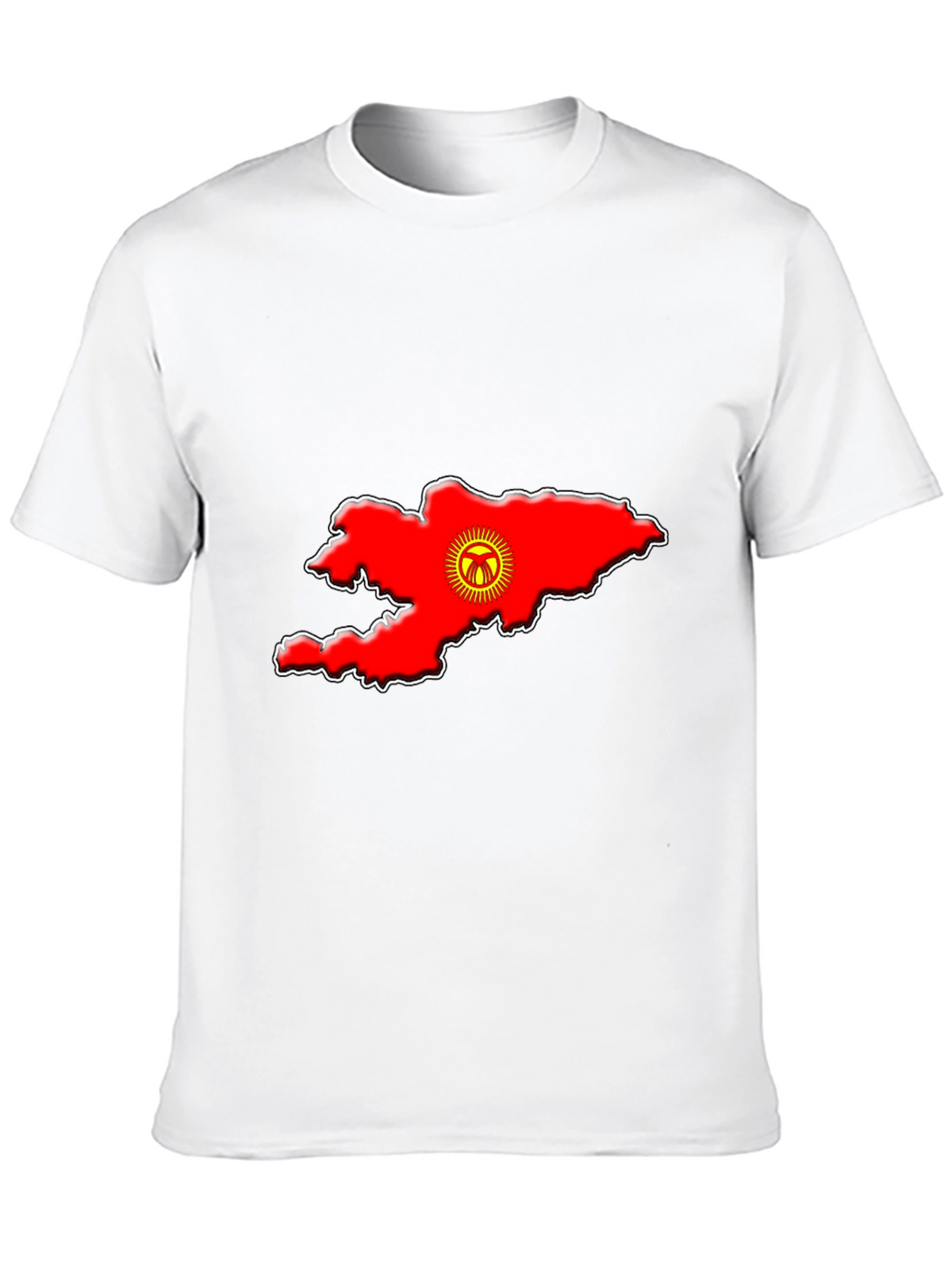 Kyrgyzstan Flag Map T-Shirt - Black Graphic Tee