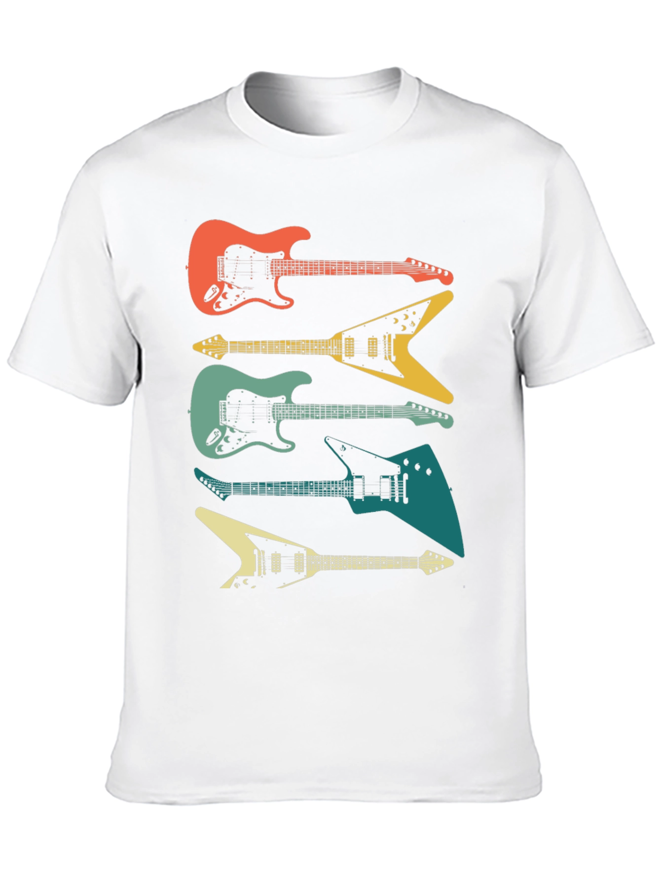 Retro Guitar Stack Graphic Tee - Black Cotton