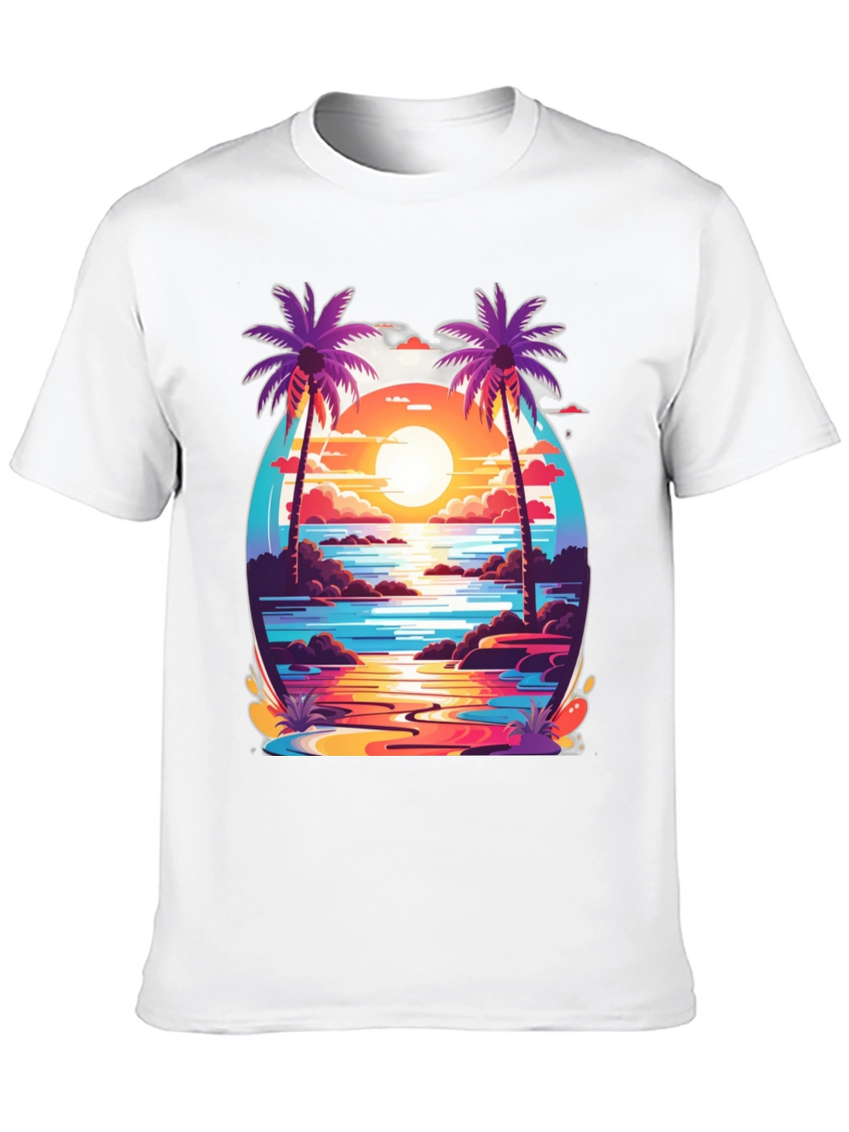Sunset Palm Tree Graphic Tee - Tropical Vibe