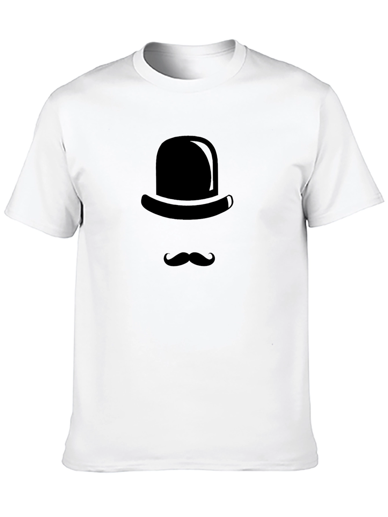 Stylish Gentleman T-Shirt - Hat and Mustache Design