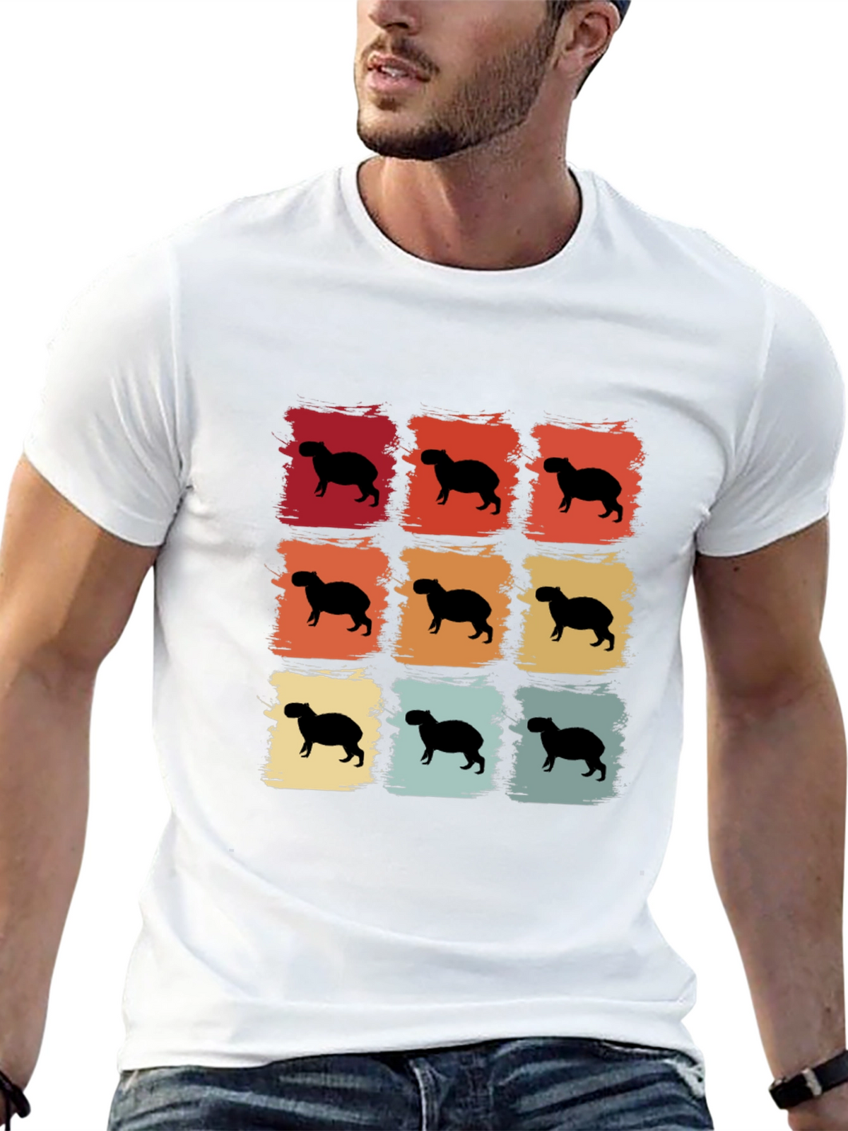 Capybara Retro Grid T-Shirt