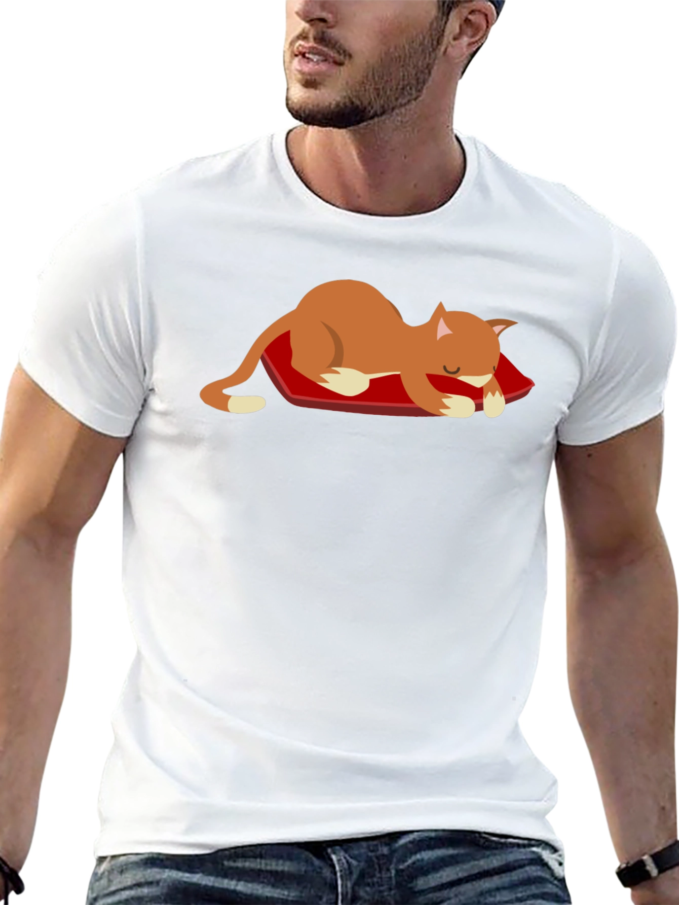 Cute Cat Nap T-Shirt - Unisex Black Tee