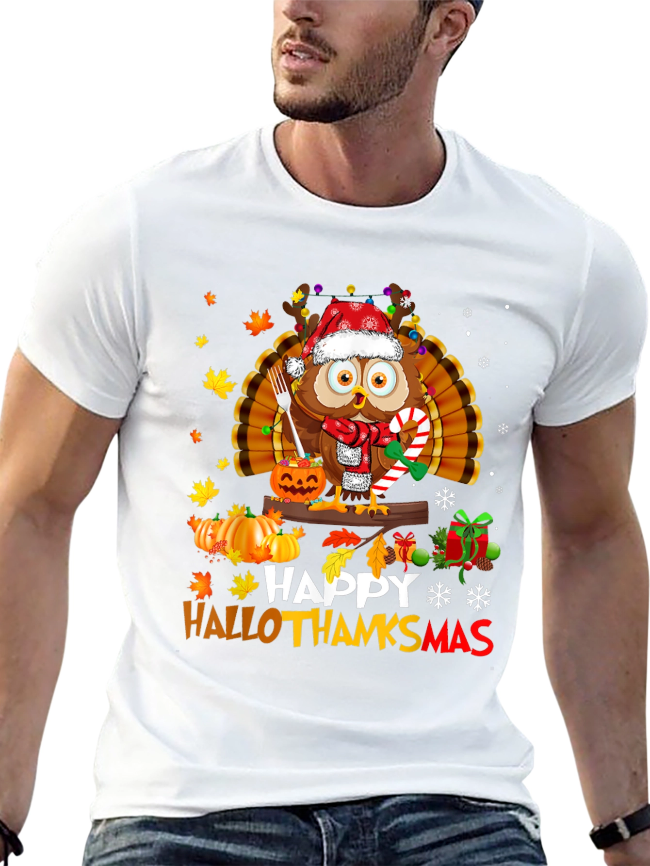 HalloThanksmas Owl T-Shirt - Holiday Tee