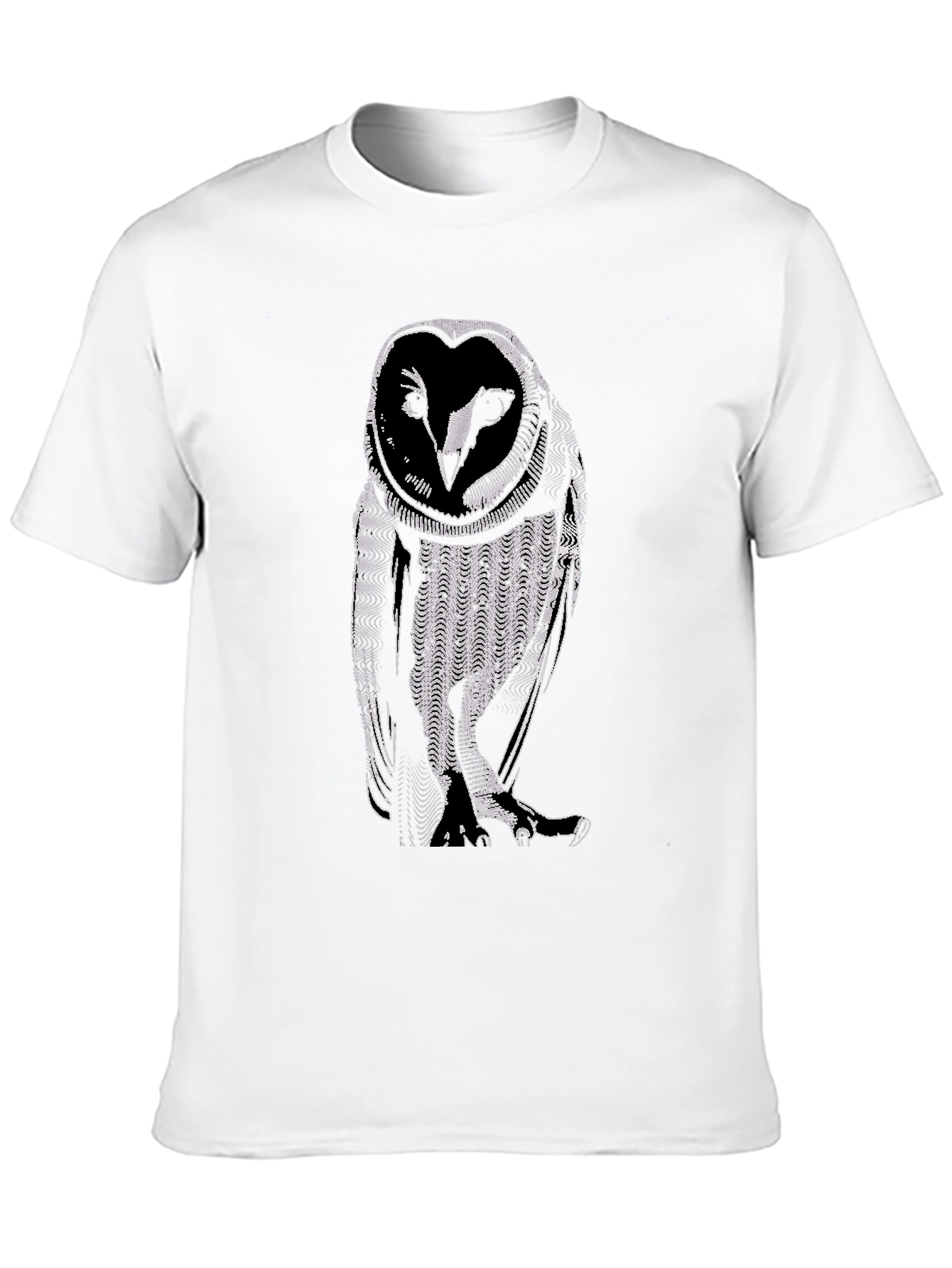 Abstract Owl Graphic Tee - Black Cotton Casual Shirt
