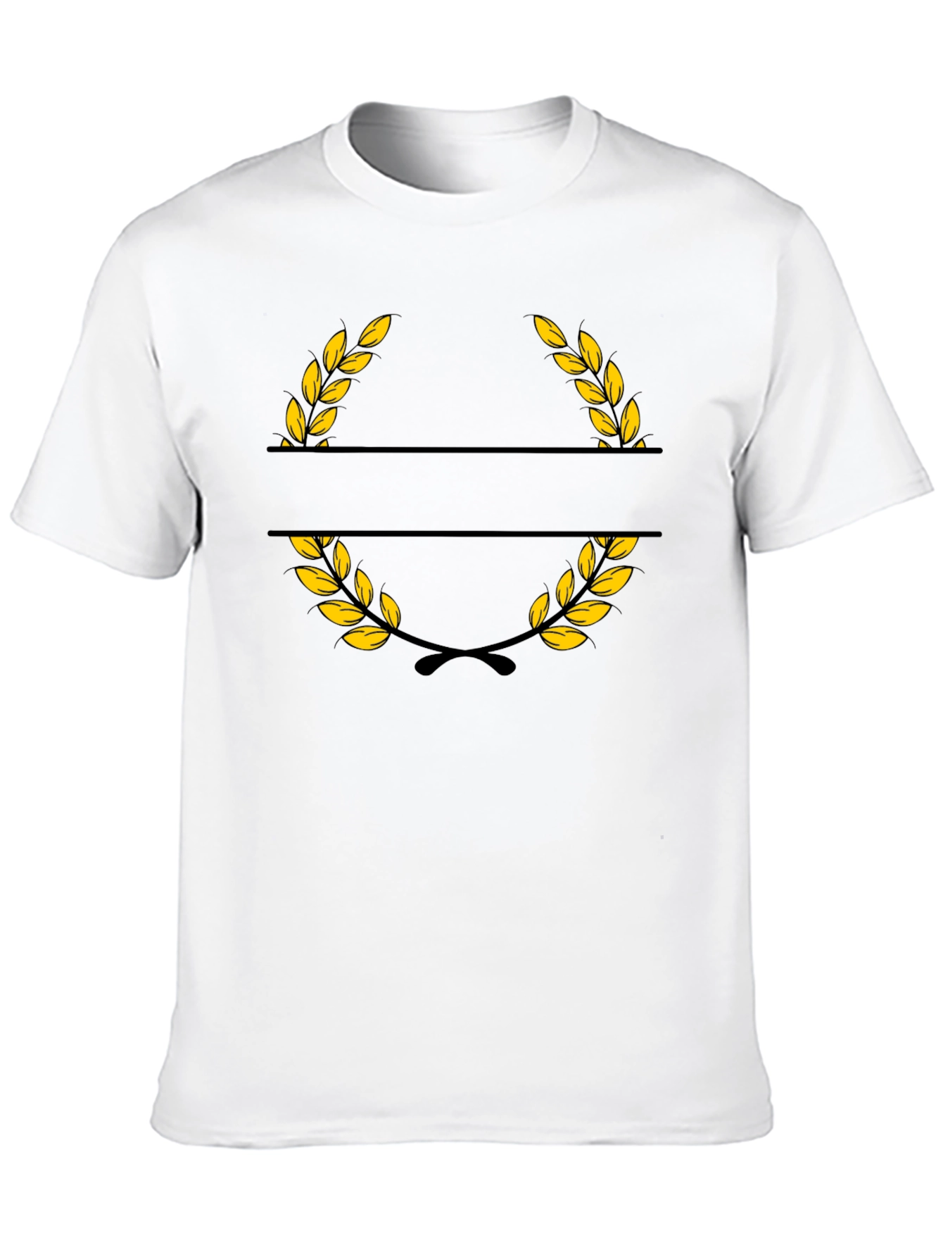 Elegant Black T-Shirt with Golden Wreath Design