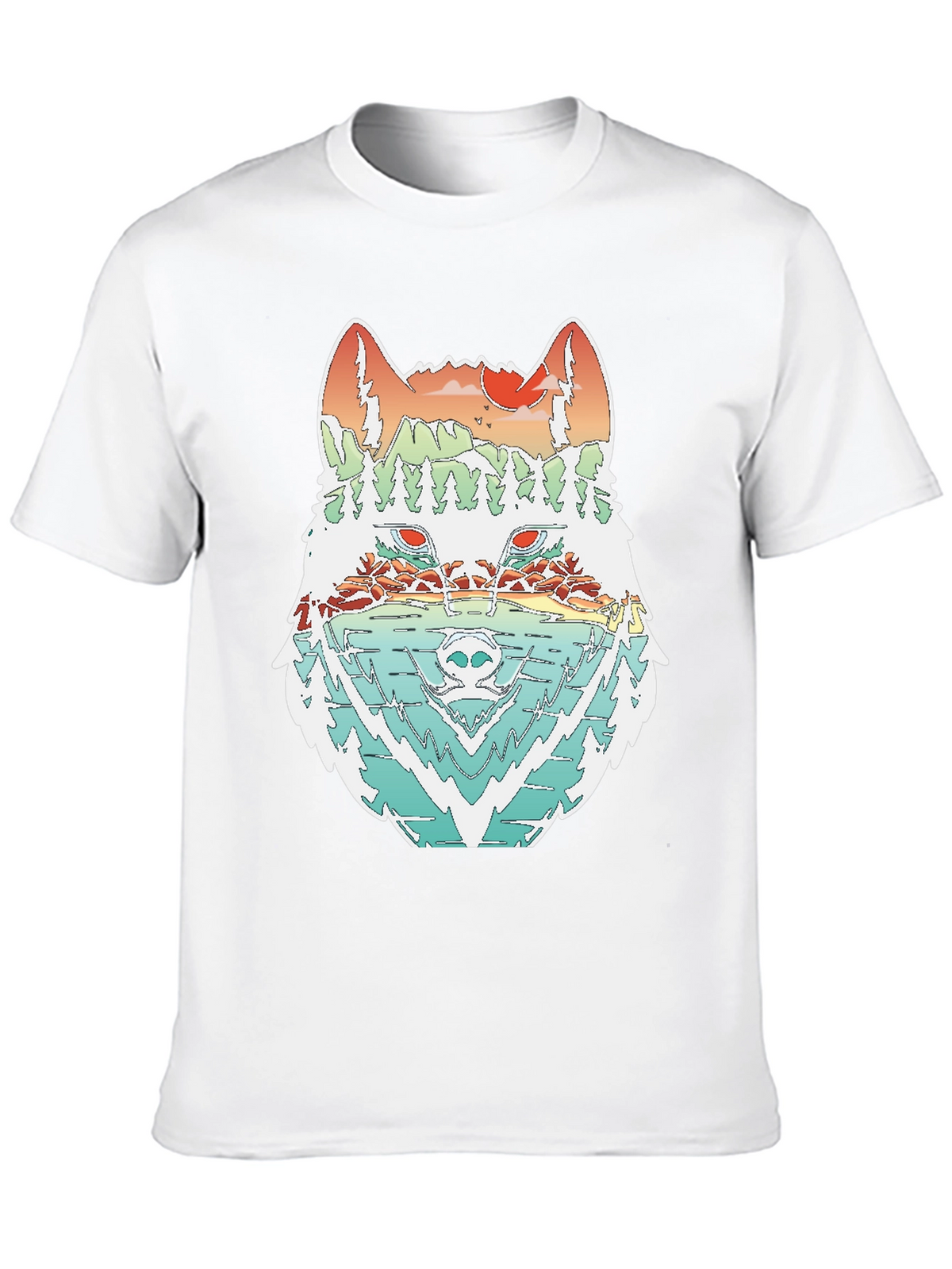 Nature Wolf Graphic Tee - Stylish Mens T-Shirt