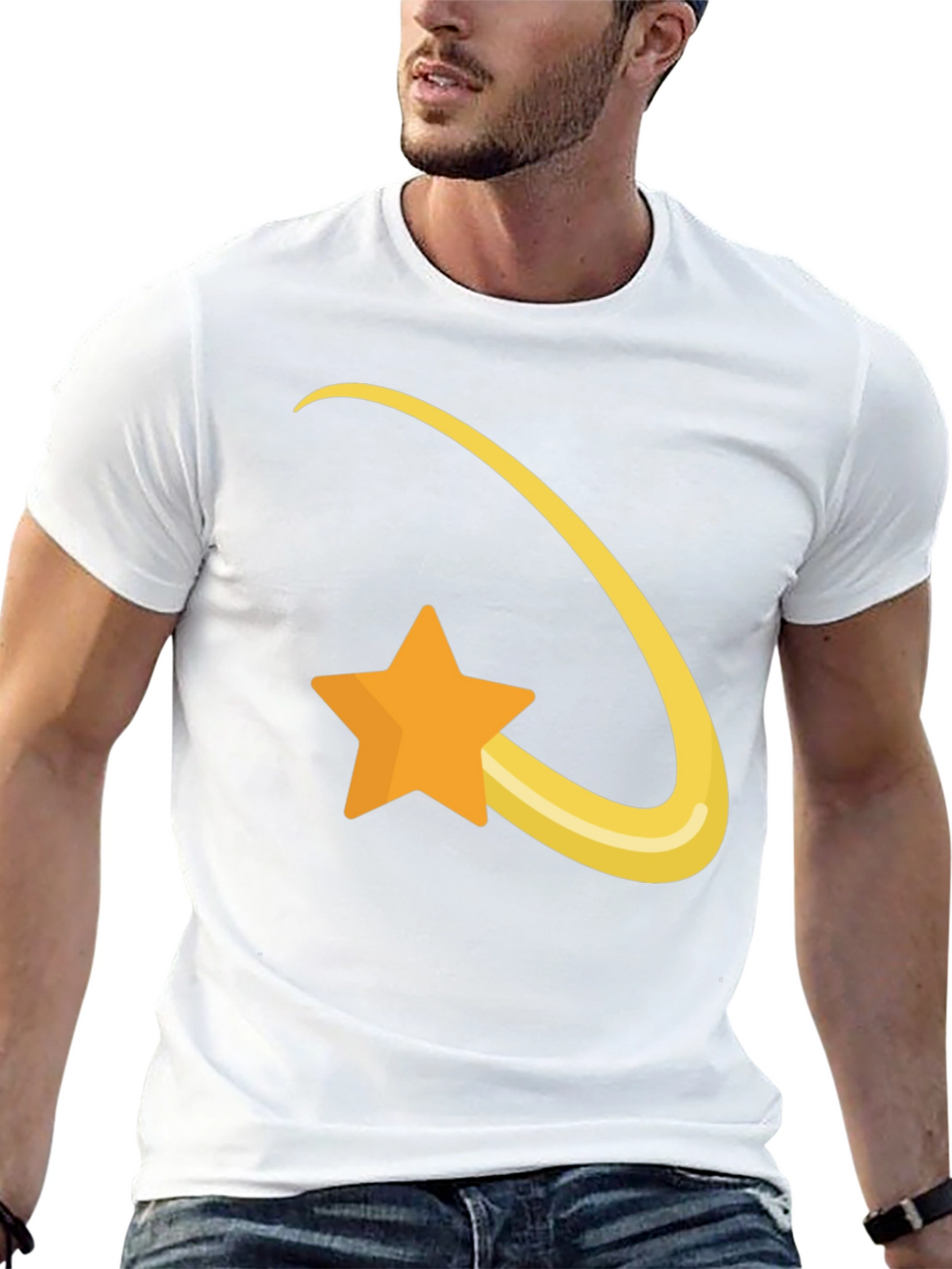 Shooting Star Graphic Tee - Soft Black Cotton T-Shirt