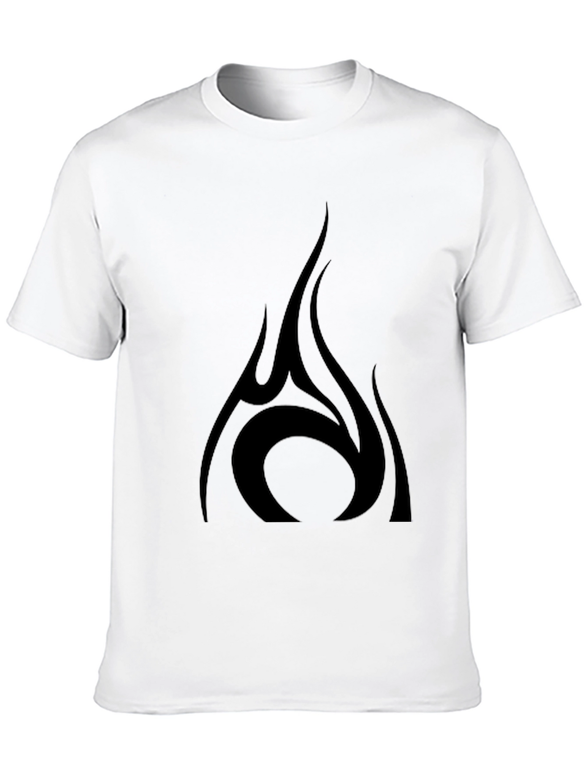 Mens Black T-Shirt with Tribal Flame Design