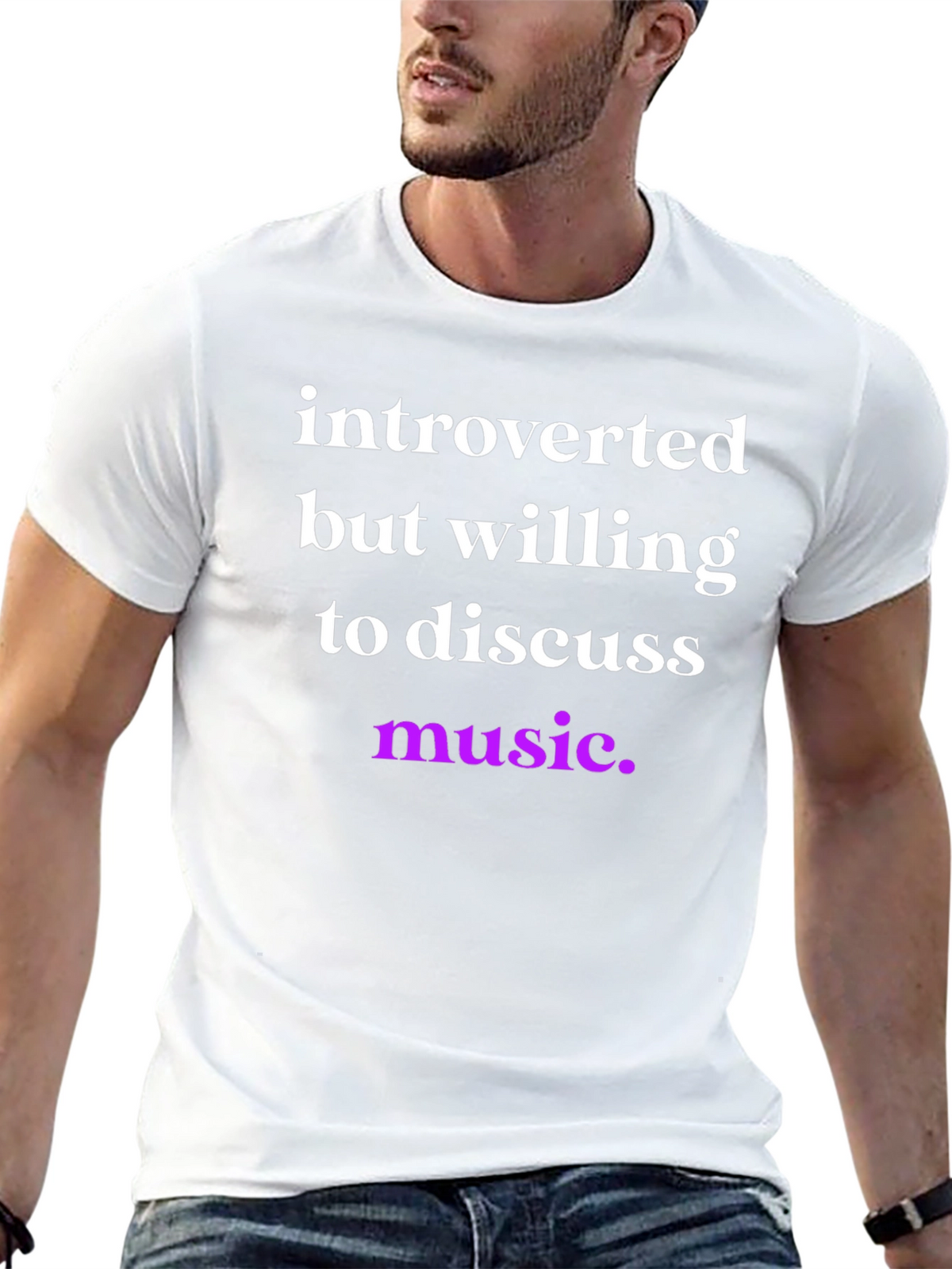 Introverted Music Lover Tee - Black Cotton