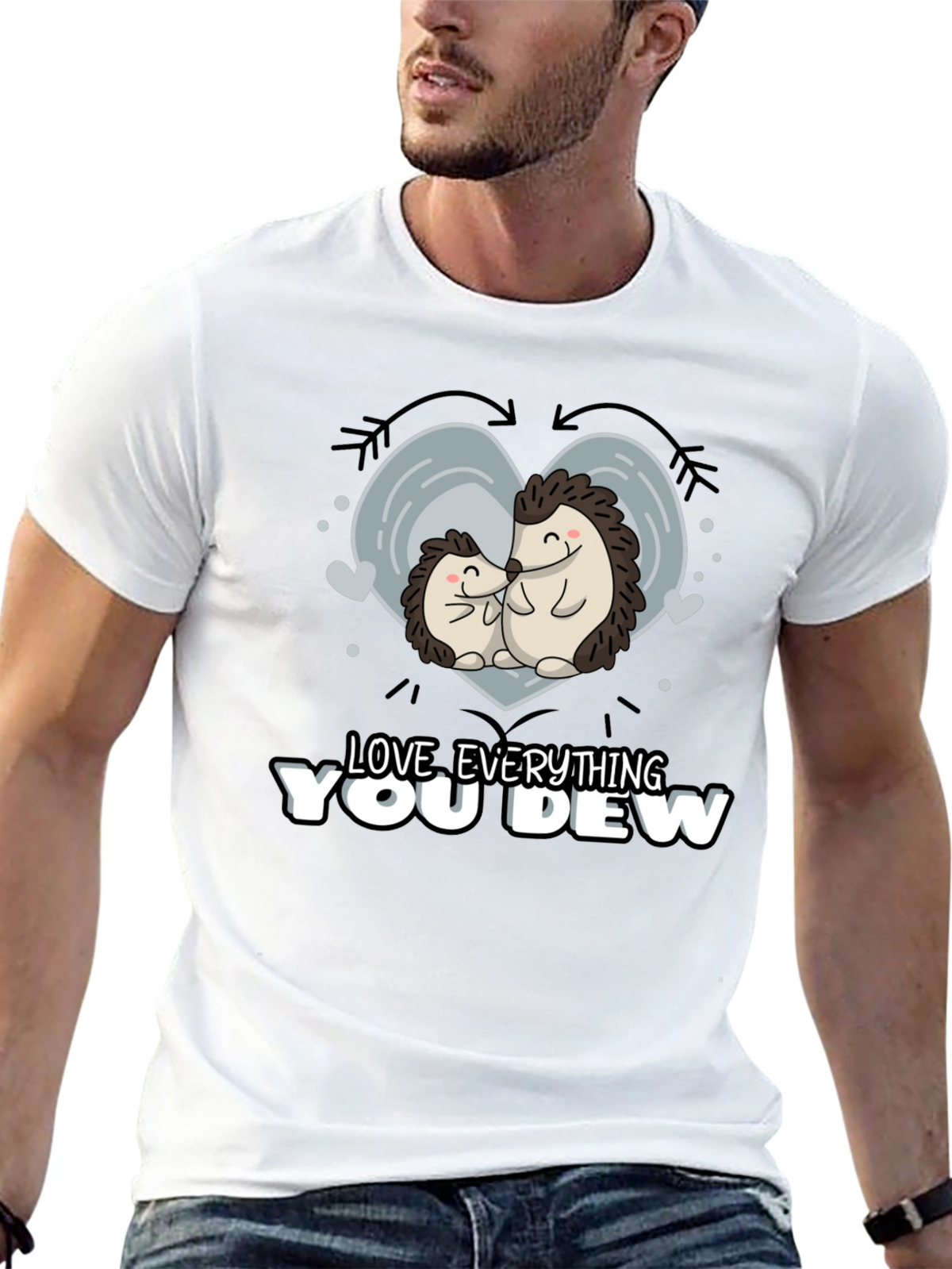 Cute Hedgehog Love Everything You Dew Graphic T-Shirt