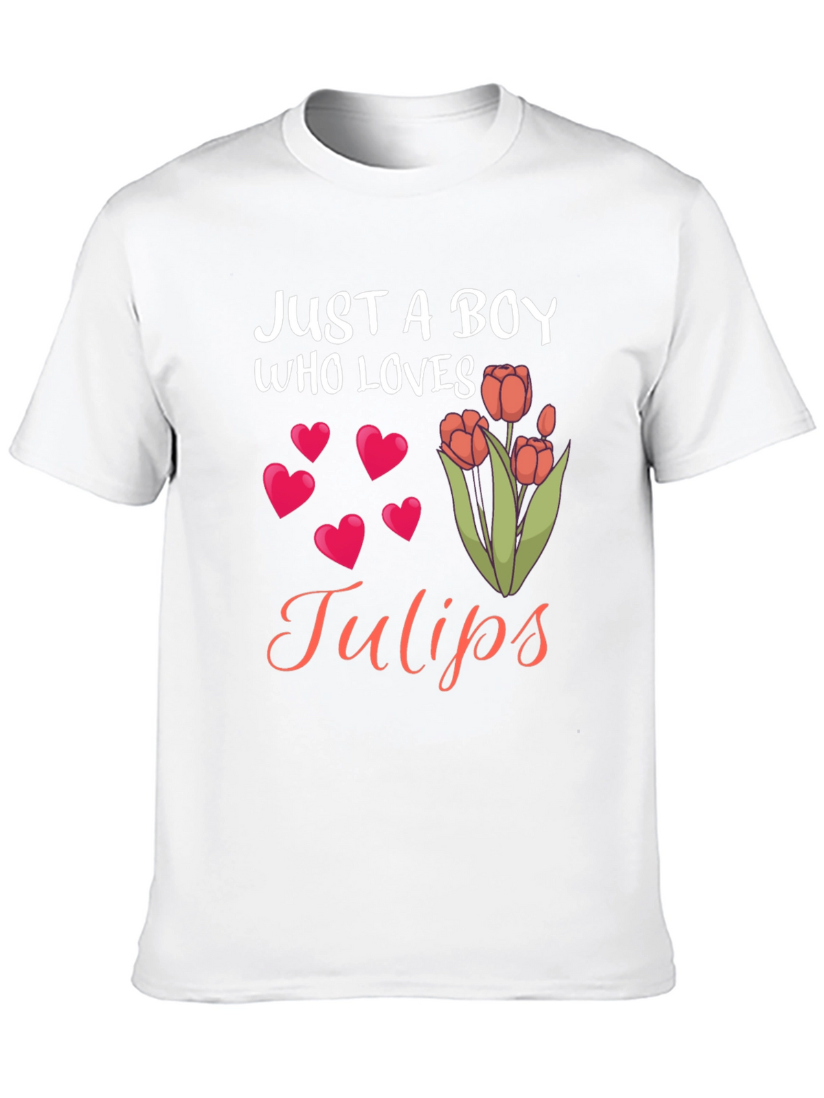 Just a Boy Who Loves Tulips Black T-Shirt