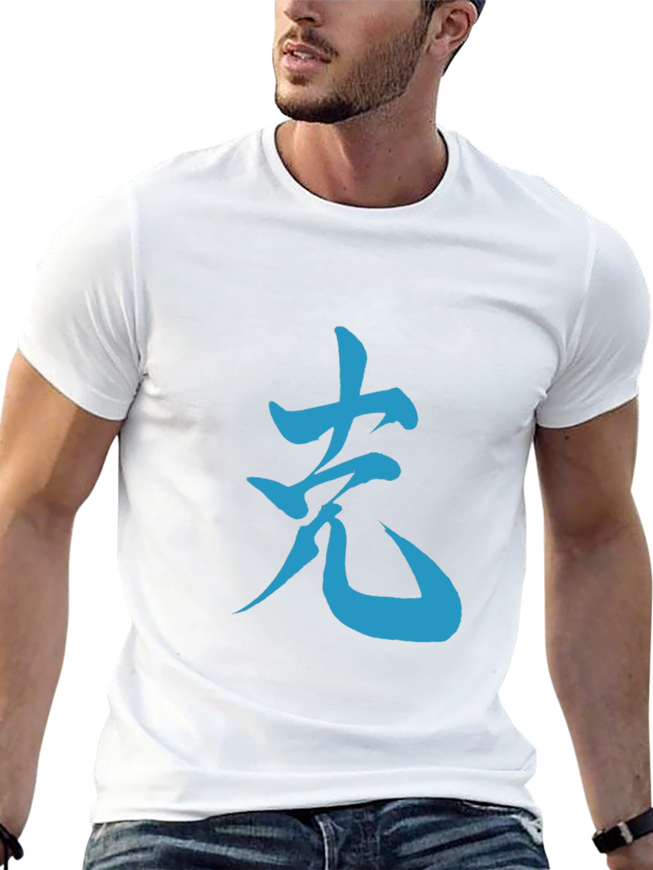 Stylish Kanji Graphic Black T-Shirt