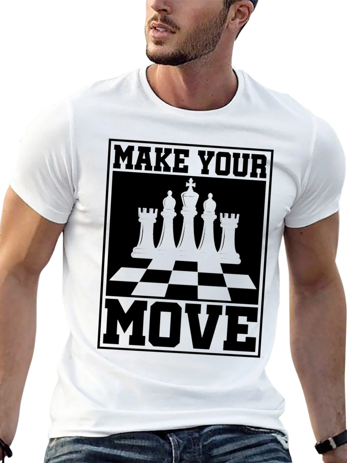 Chess Move Graphic T-Shirt - Black