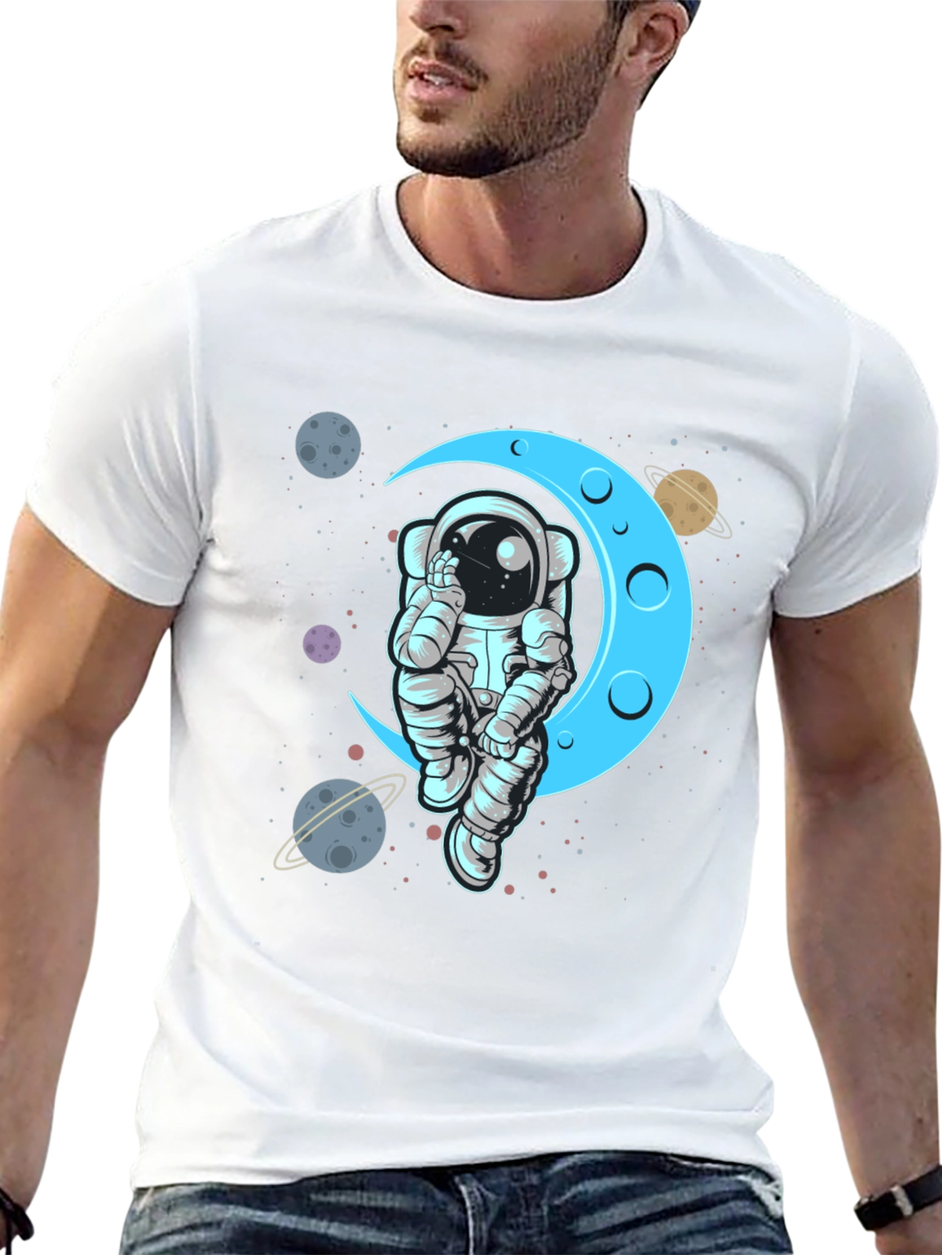Astronaut Moon T-Shirt - Space Graphic Tee