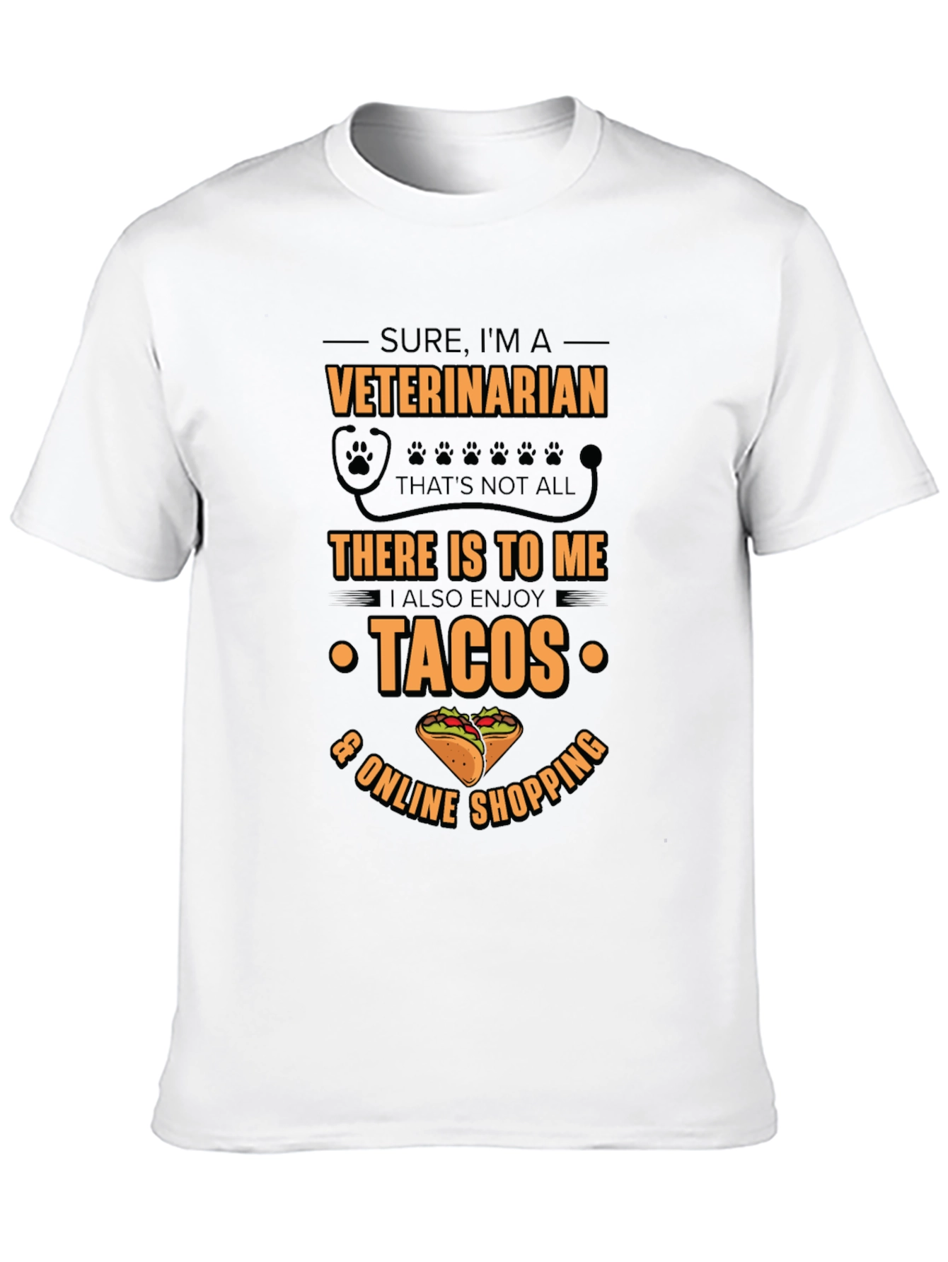 Veterinarian Tacos & Shopping Black T-Shirt