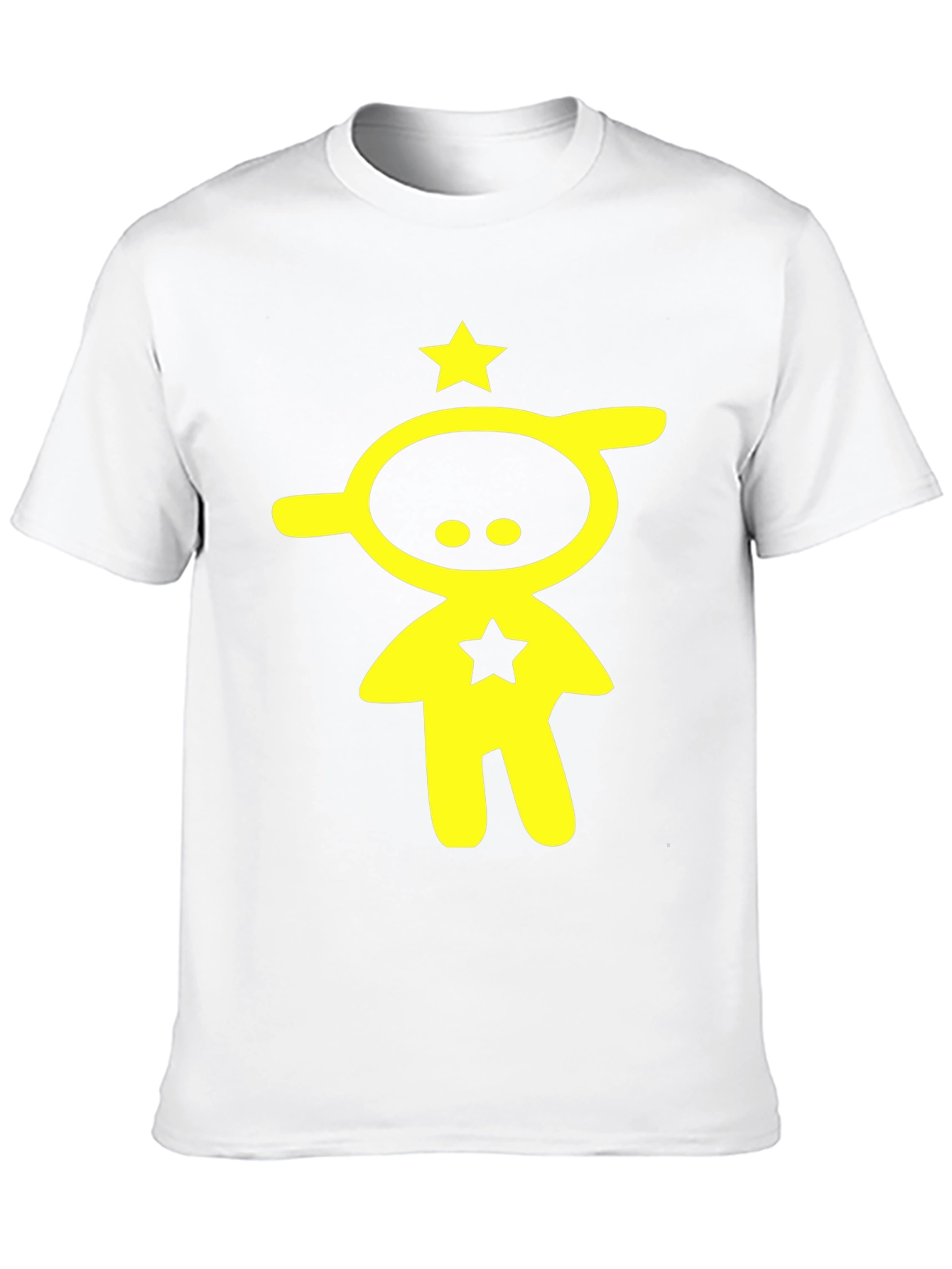 Abstract Yellow Star Character Black T-Shirt