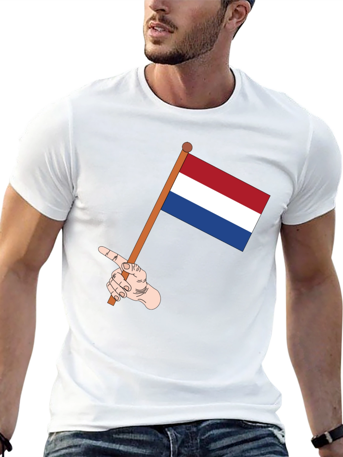 Netherlands Flag T-Shirt - Pointing Hand Graphic Tee