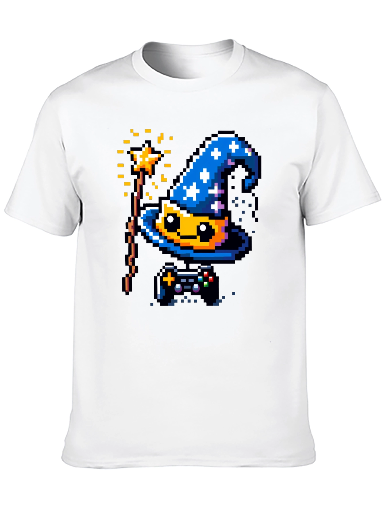 Pixel Wizard Gamer T-Shirt - Retro Style