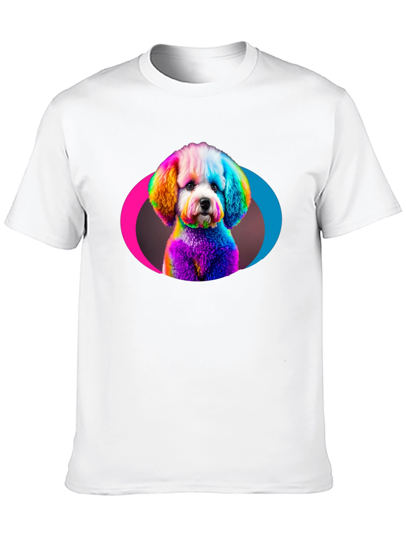 Rainbow Poodle Graphic Black T-Shirt