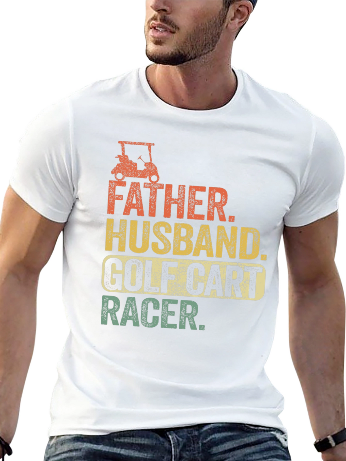 Father Husband Golf Cart Racer Graphic Tee